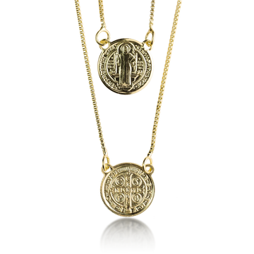 Escapulário Cadeado São Bento - Banhado a Ouro 18K