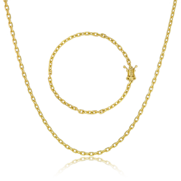 KIT Corrente + Pulseira Cadeado 3mm - Banhado a Ouro 18K