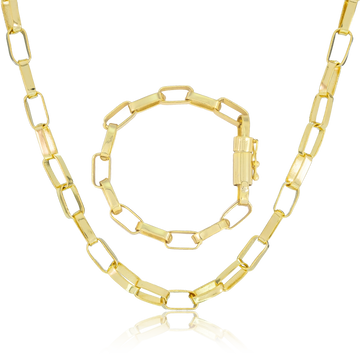 KIT Corrente + Pulseira Cartier 8mm - Banhado a Ouro 18K