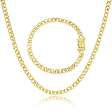 KIT Corrente + Pulseira Grumet 6mm - Banhado a Ouro 18K
