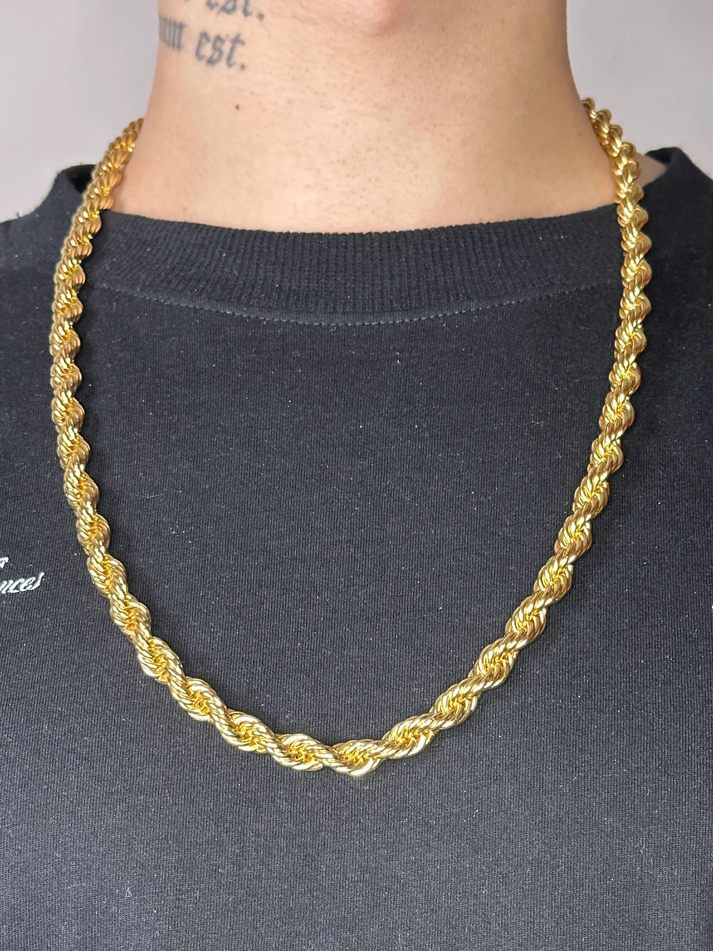 KIT Corrente + Pulseira Cordão Baiano 8mm - Banhado a Ouro 18K