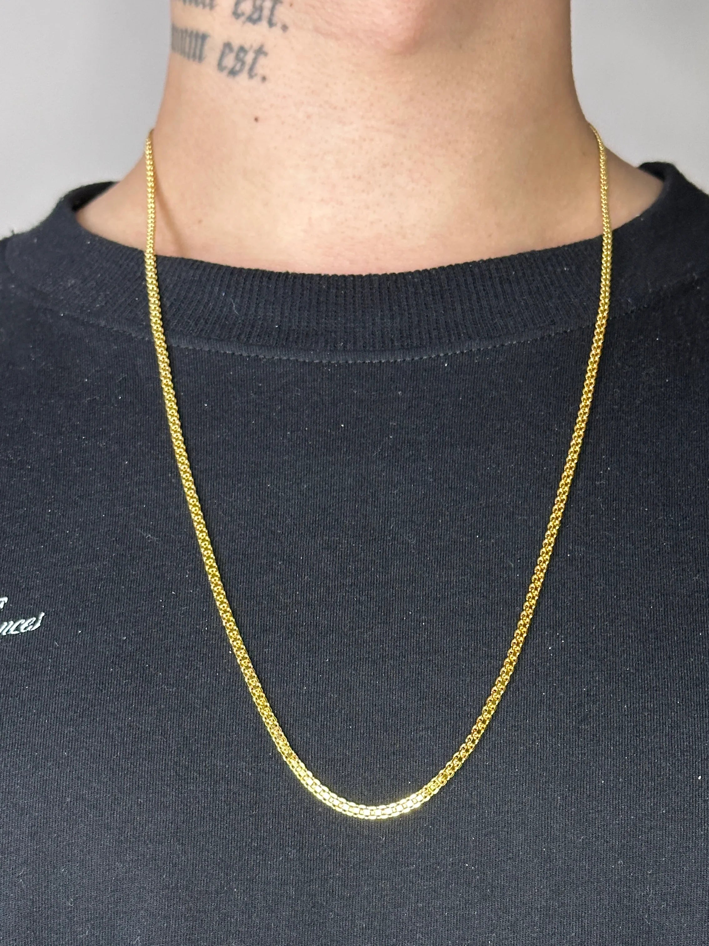 Corrente Cadeado Duplo 3mm Banhado a Ouro 18K