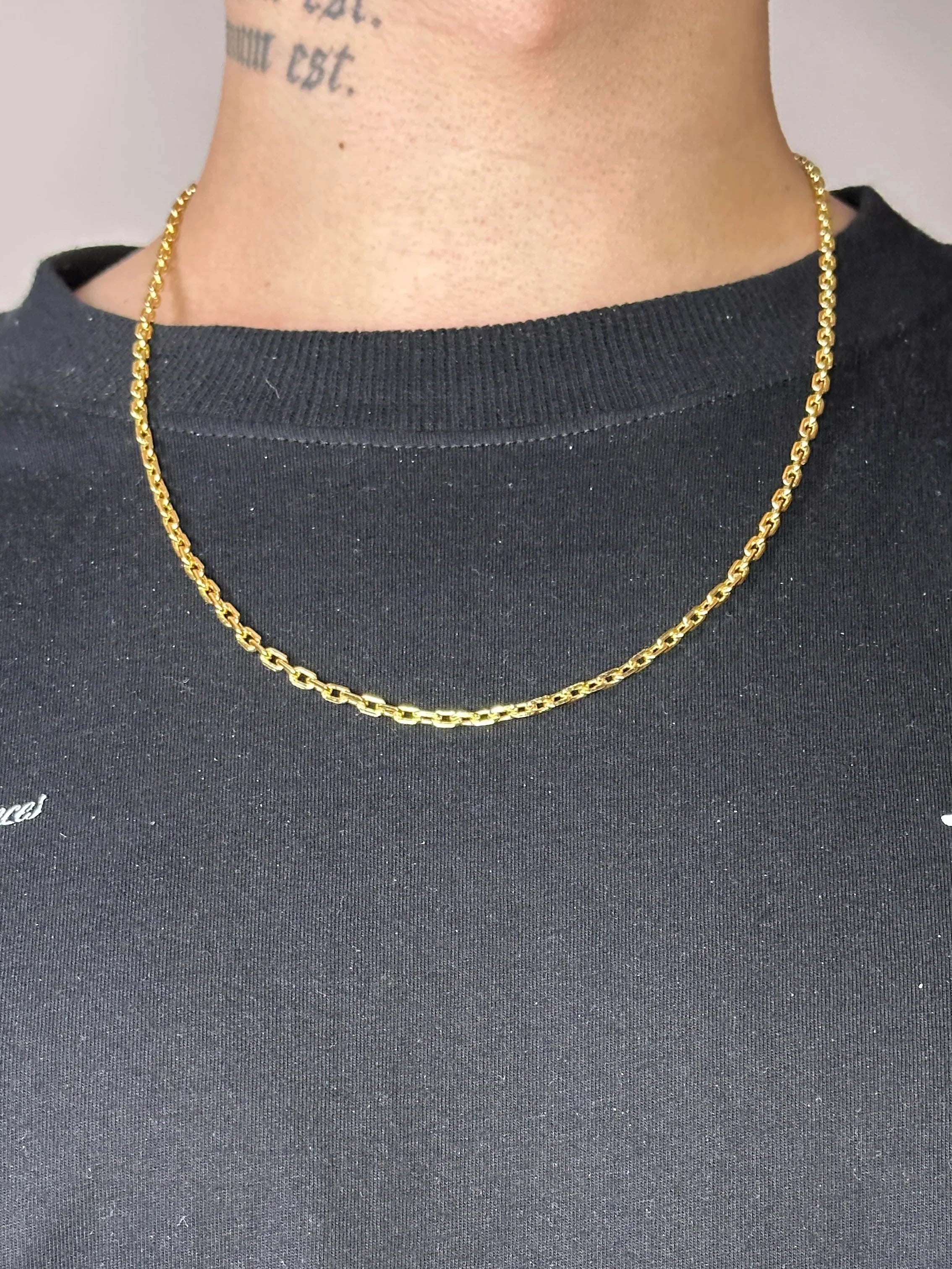 Corrente Cadeado (3mm) Banhado a Ouro 18K