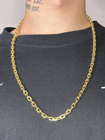 KIT Corrente + Pulseira Cadeado 6mm - Banhado a Ouro 18K