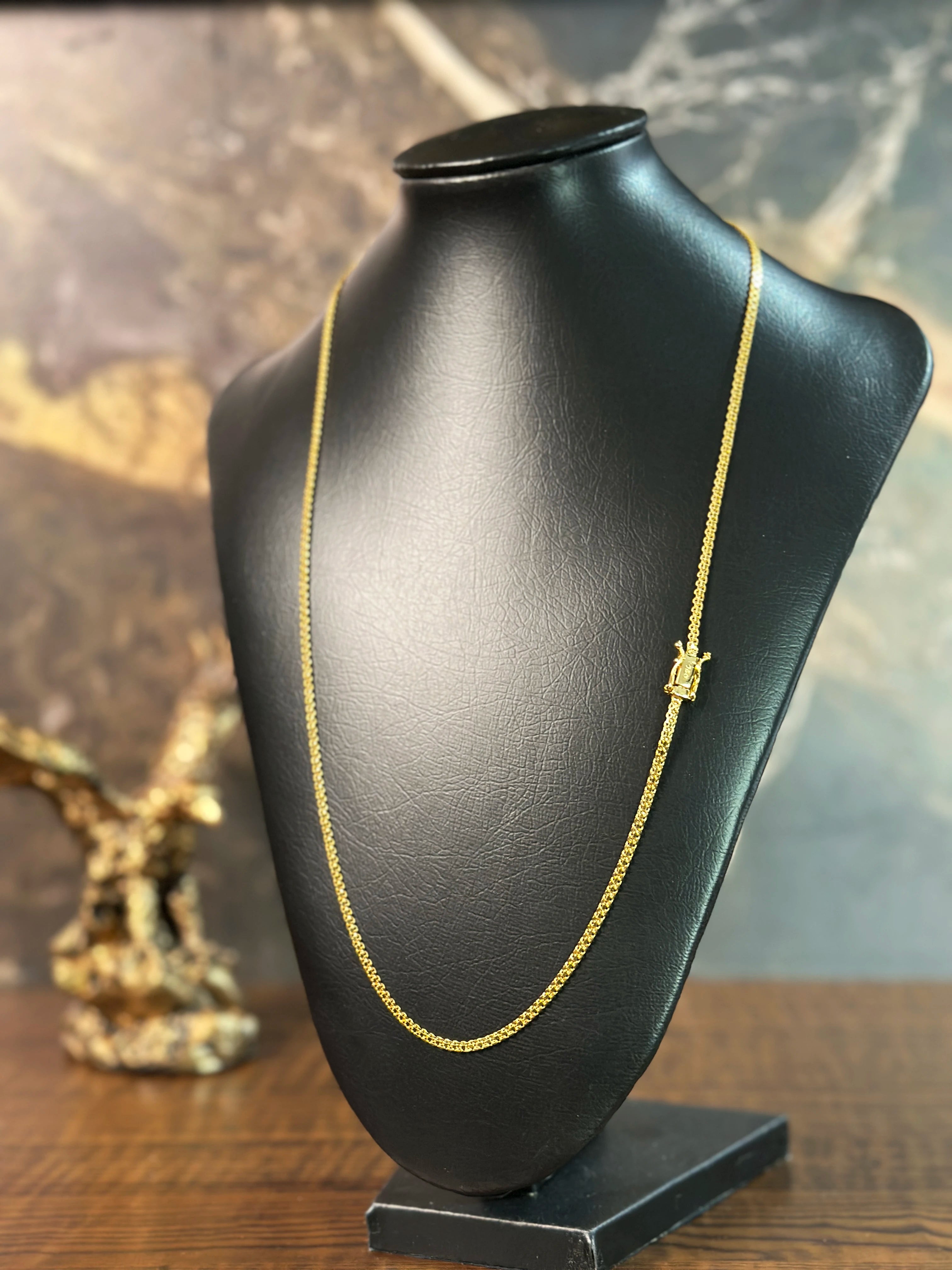 Corrente Cadeado Duplo 3mm Banhado a Ouro 18K