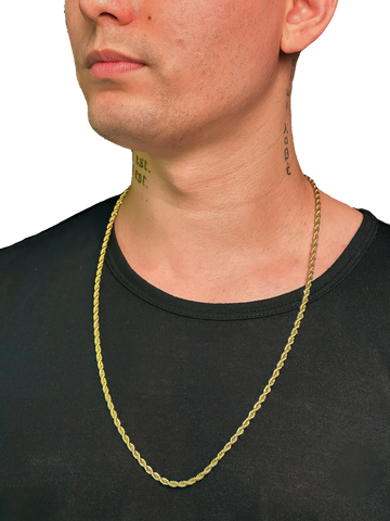 Corrente Cordão Baiano (4mm) Banhado a Ouro 18K