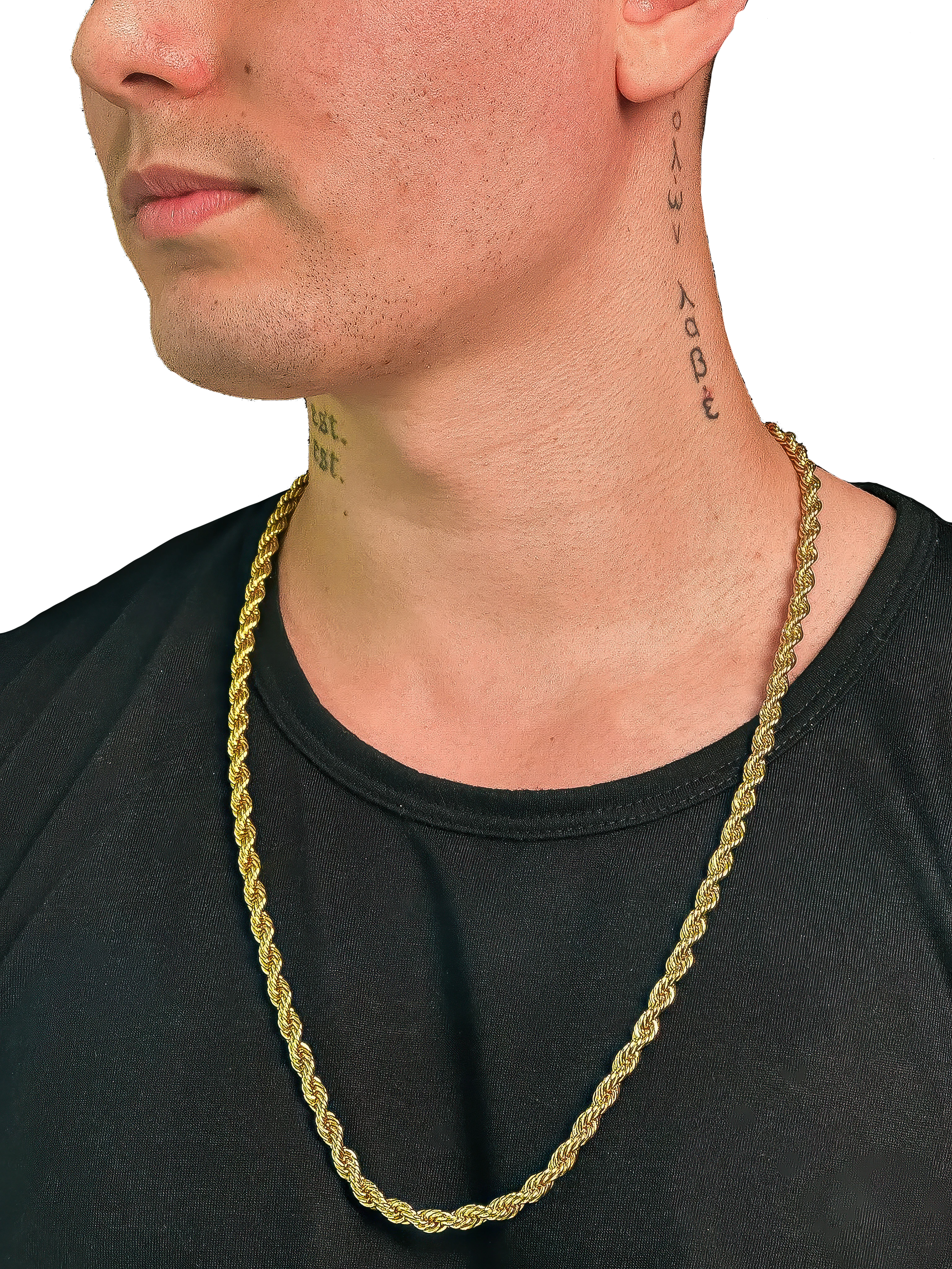 KIT Corrente + Pulseira Cordão Baiano 6mm - Banhado a Ouro 18K