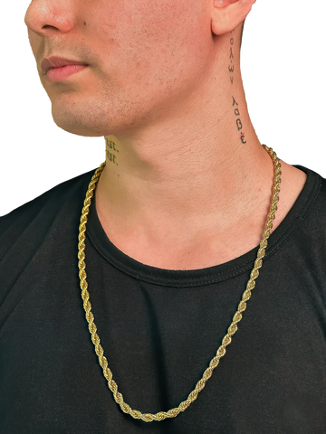Corrente Cordão Baiano (6mm) Banhada a Ouro 18K