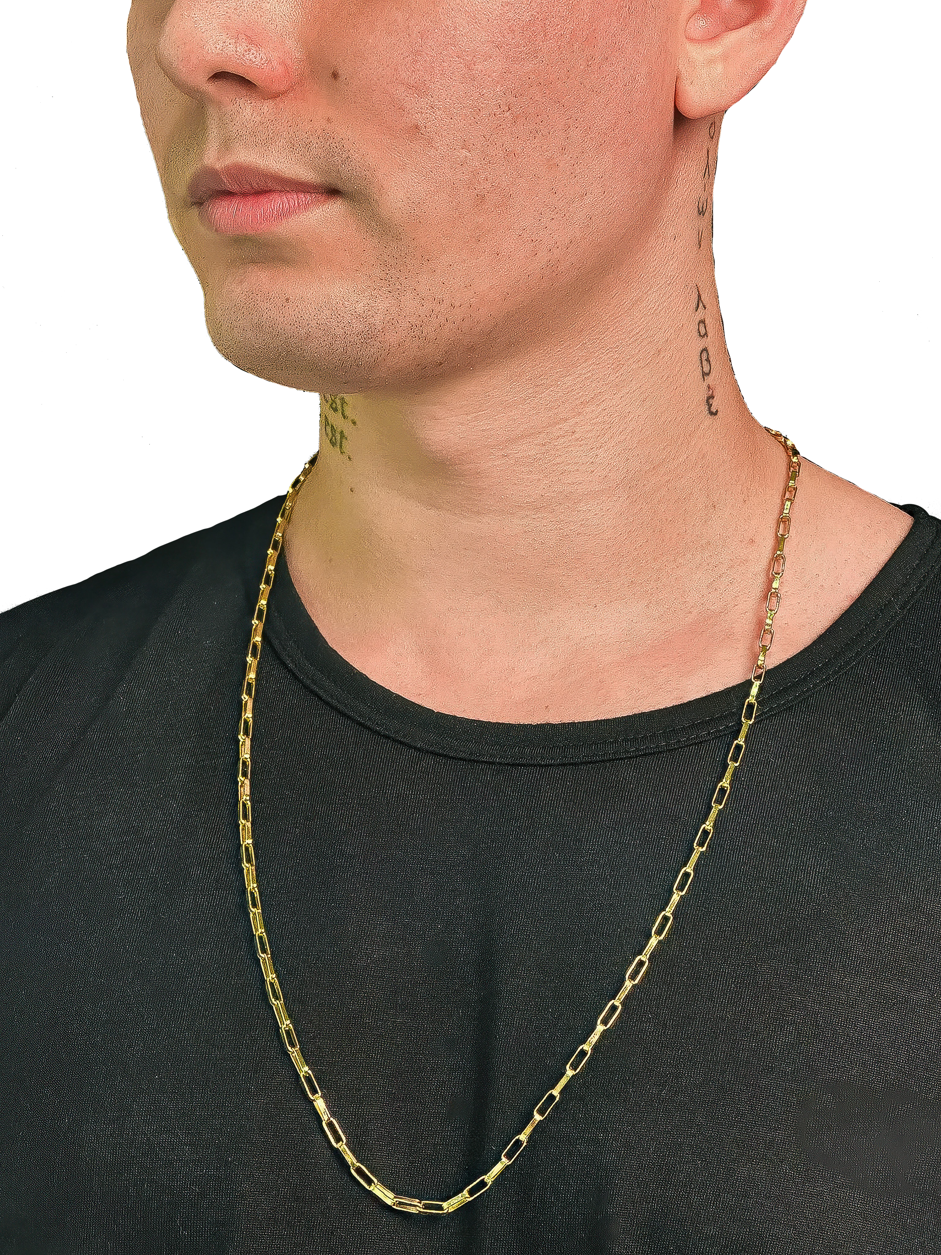 Corrente Tijolinho Alongado (3mm) Banhado a Ouro 18K