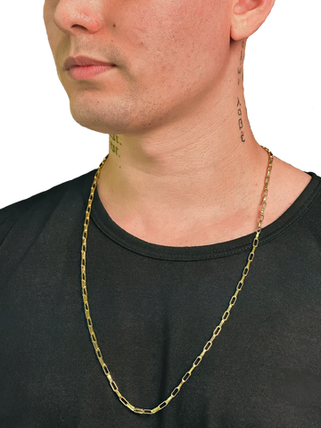 Corrente Tijolinho Alongado (3mm) Banhado a Ouro 18K