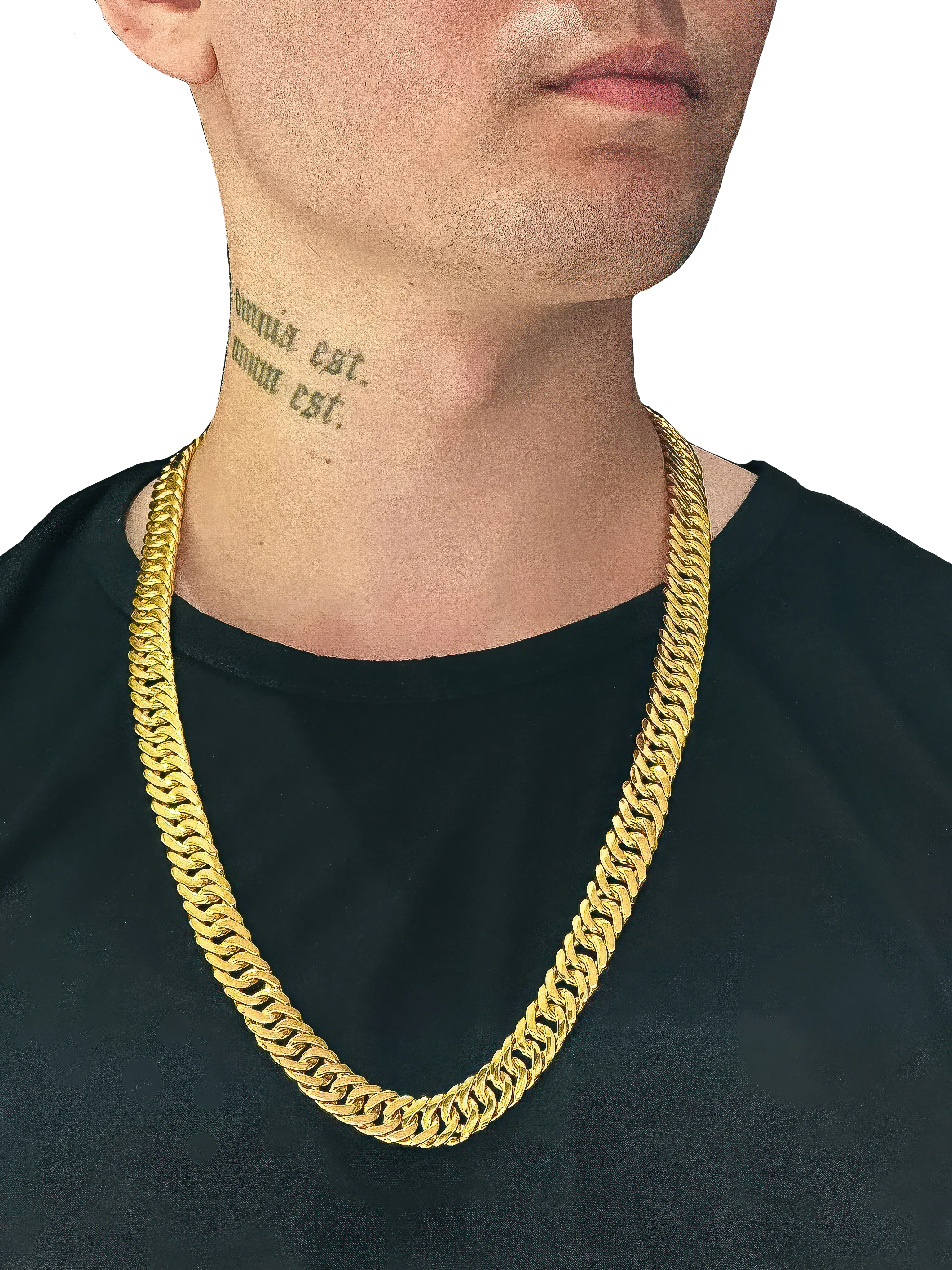 KIT Corrente + Pulseira Grumet Dupla 13mm - Banhado a Ouro 18K