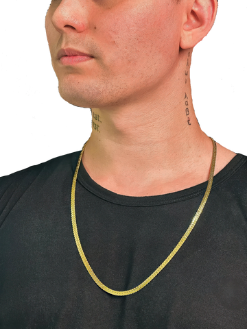 Corrente Grumet Flat (4mm) Banhada a Ouro 18K