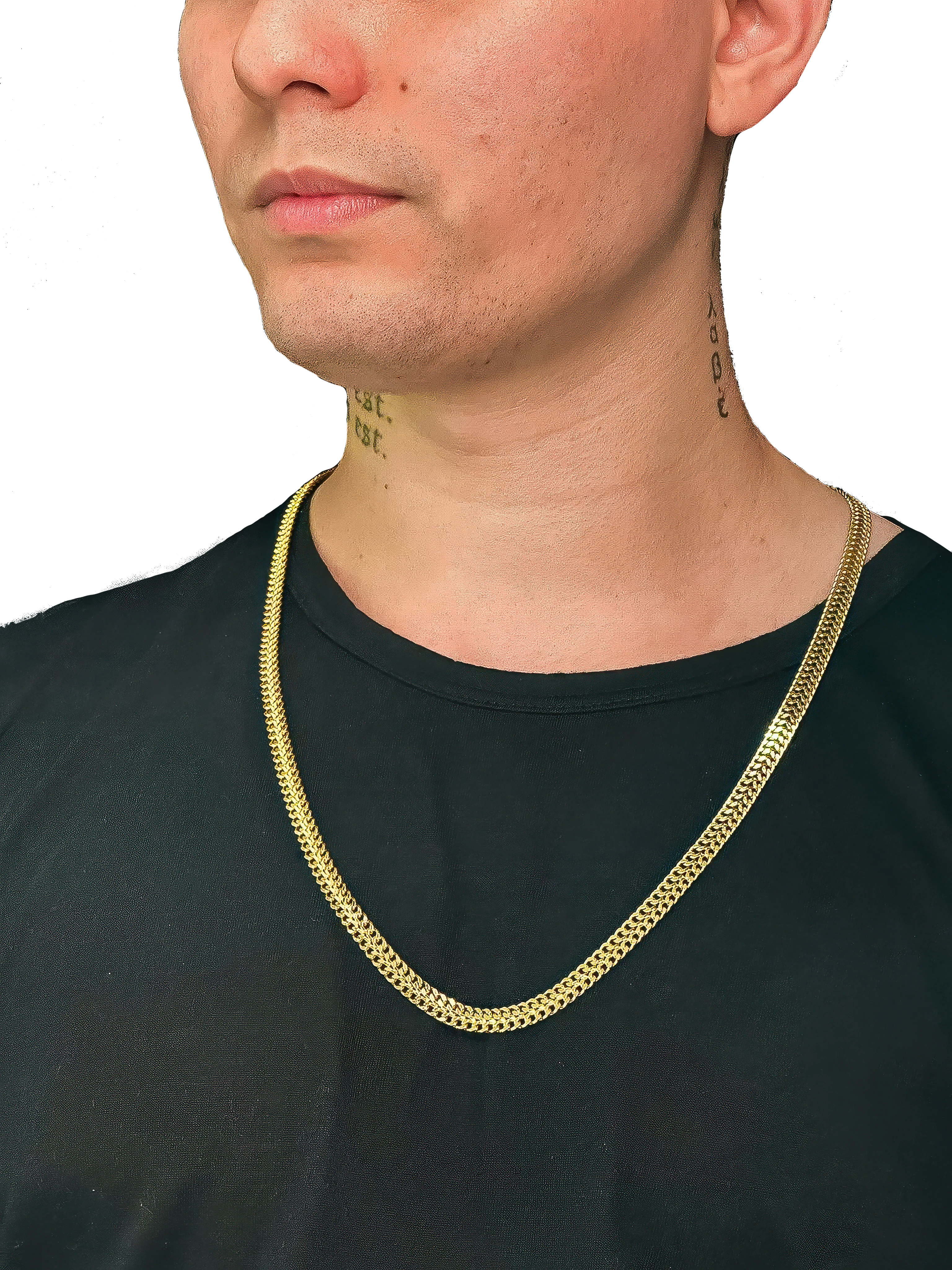 Corrente Lacraia (7mm) Banhado a Ouro 18K