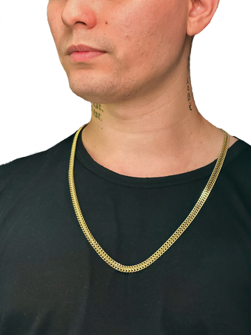 Corrente Lacraia (7mm) Banhado a Ouro 18K
