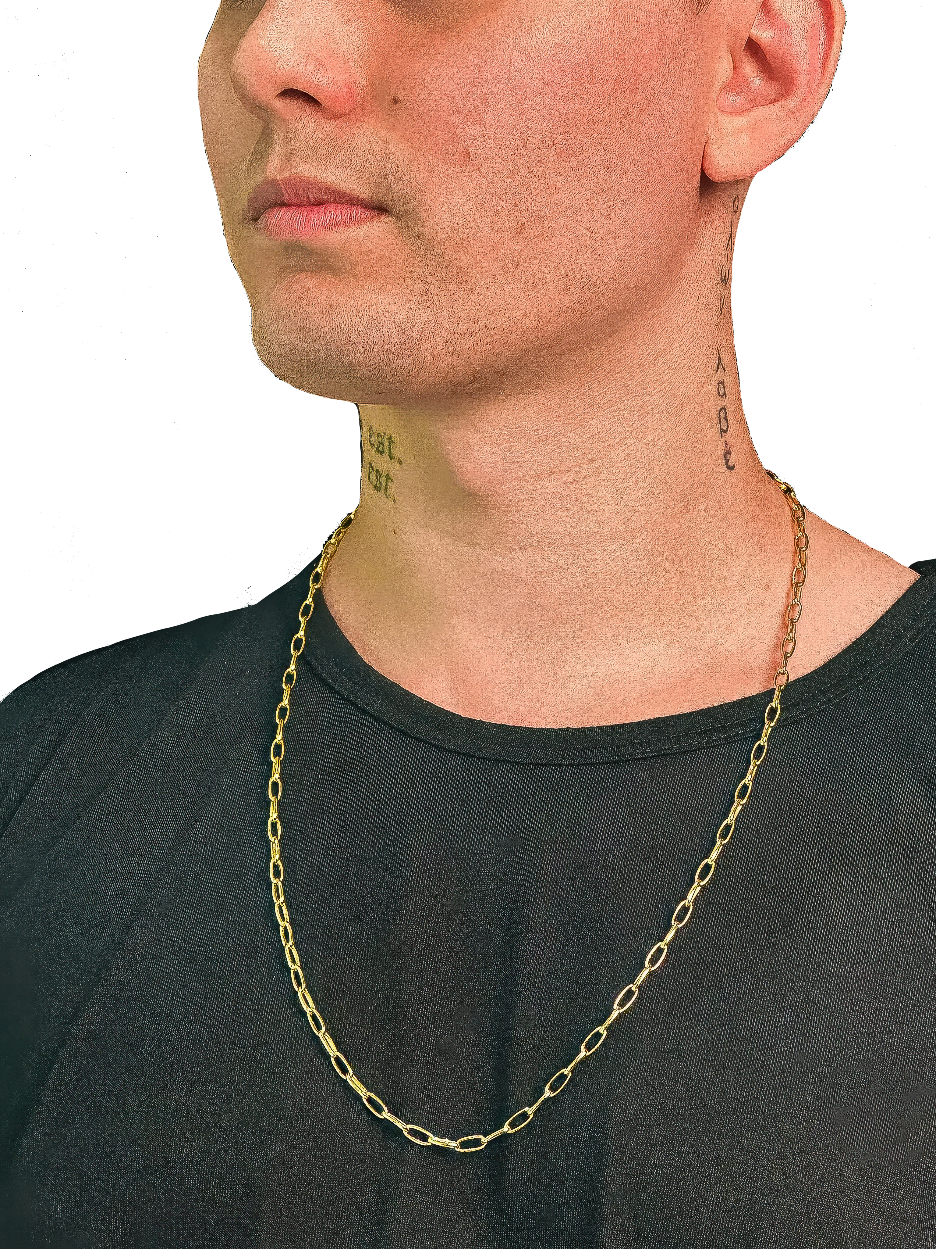 Corrente Meia Cana (5mm) Banhado a Ouro 18K