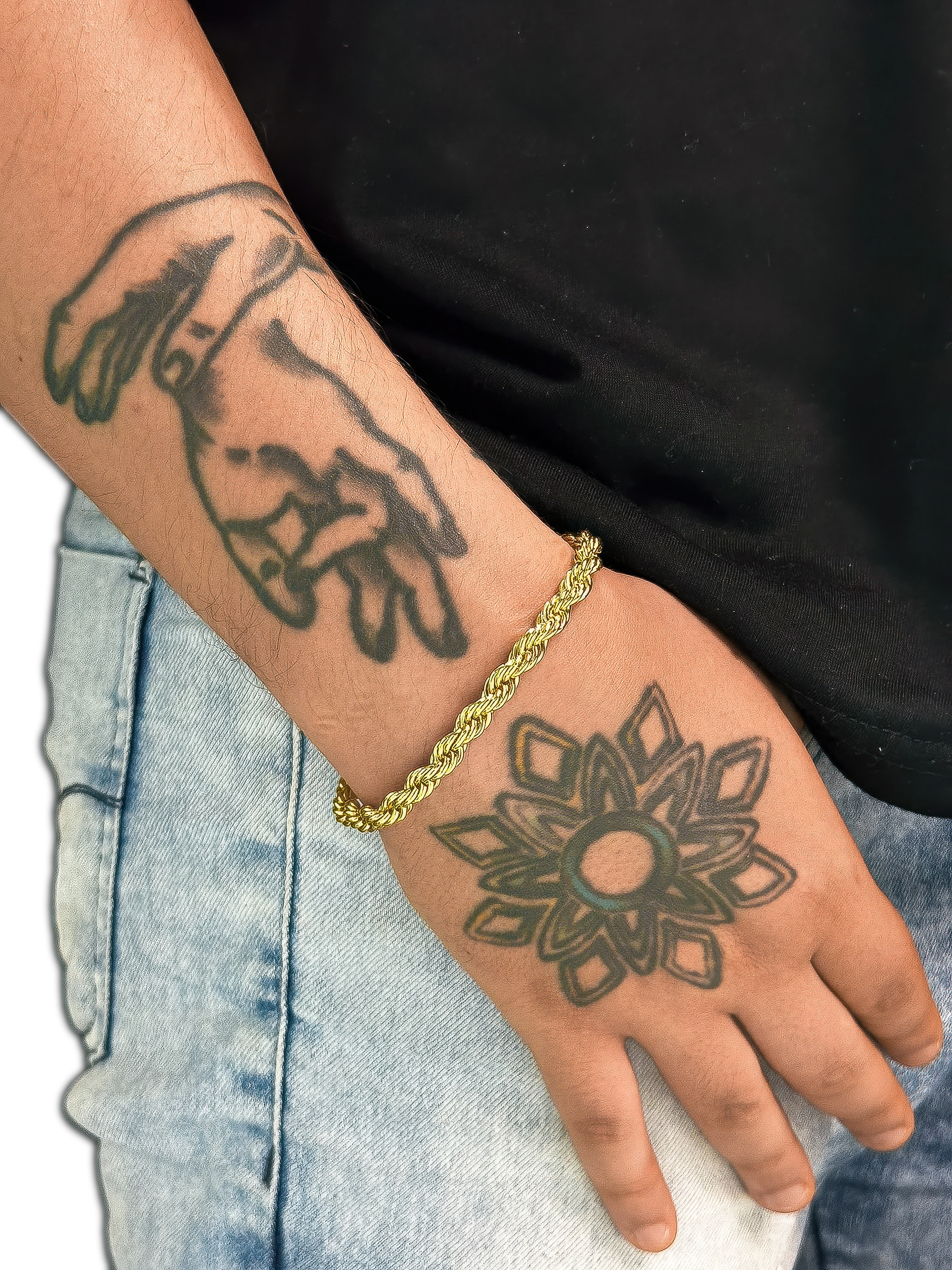 KIT Corrente + Pulseira Cordão Baiano 6mm - Banhado a Ouro 18K