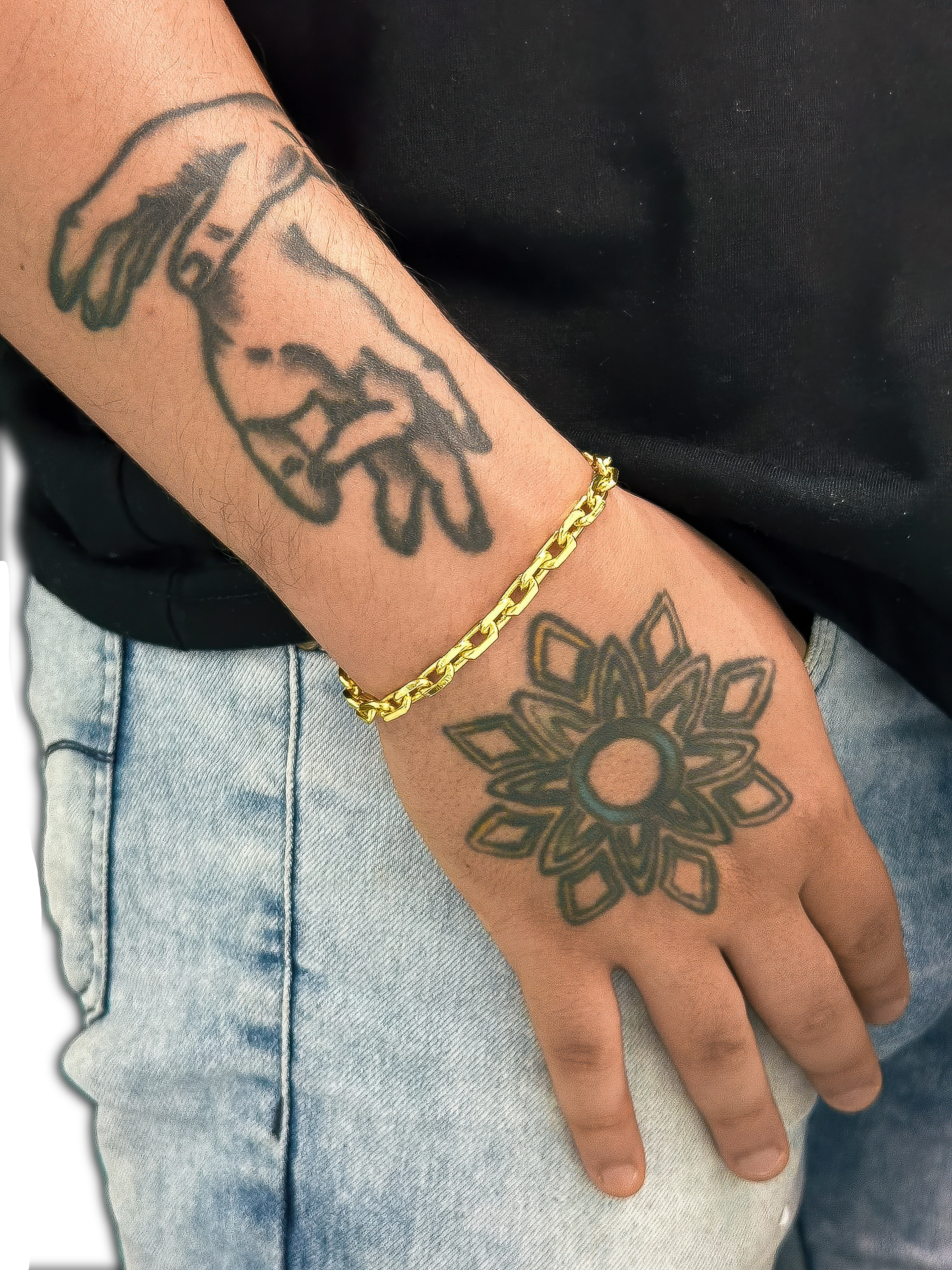 KIT Corrente + Pulseira Cadeado 6mm - Banhado a Ouro 18K