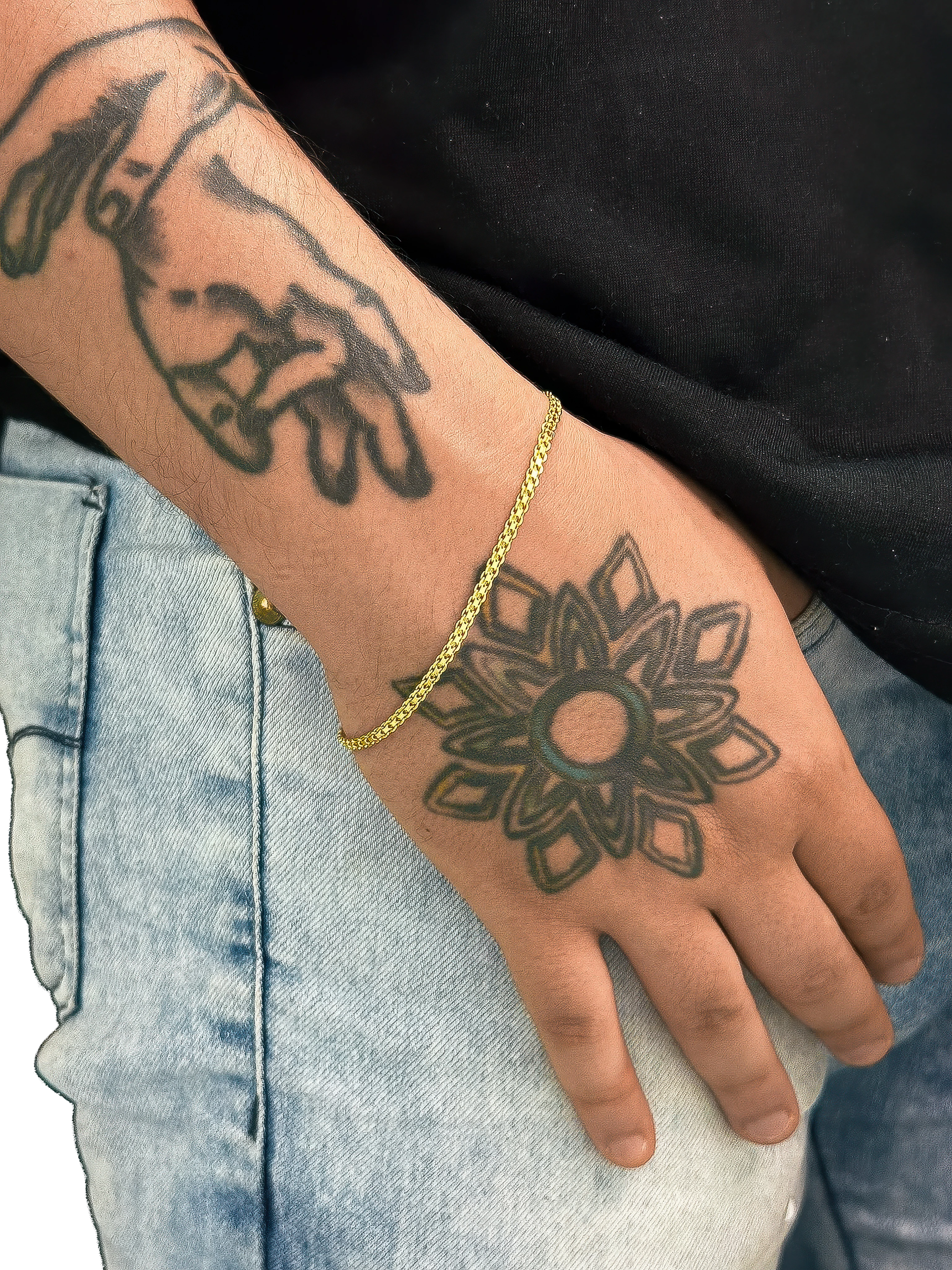 Pulseira Cadeado Duplo 3mm Banhado a Ouro 18K