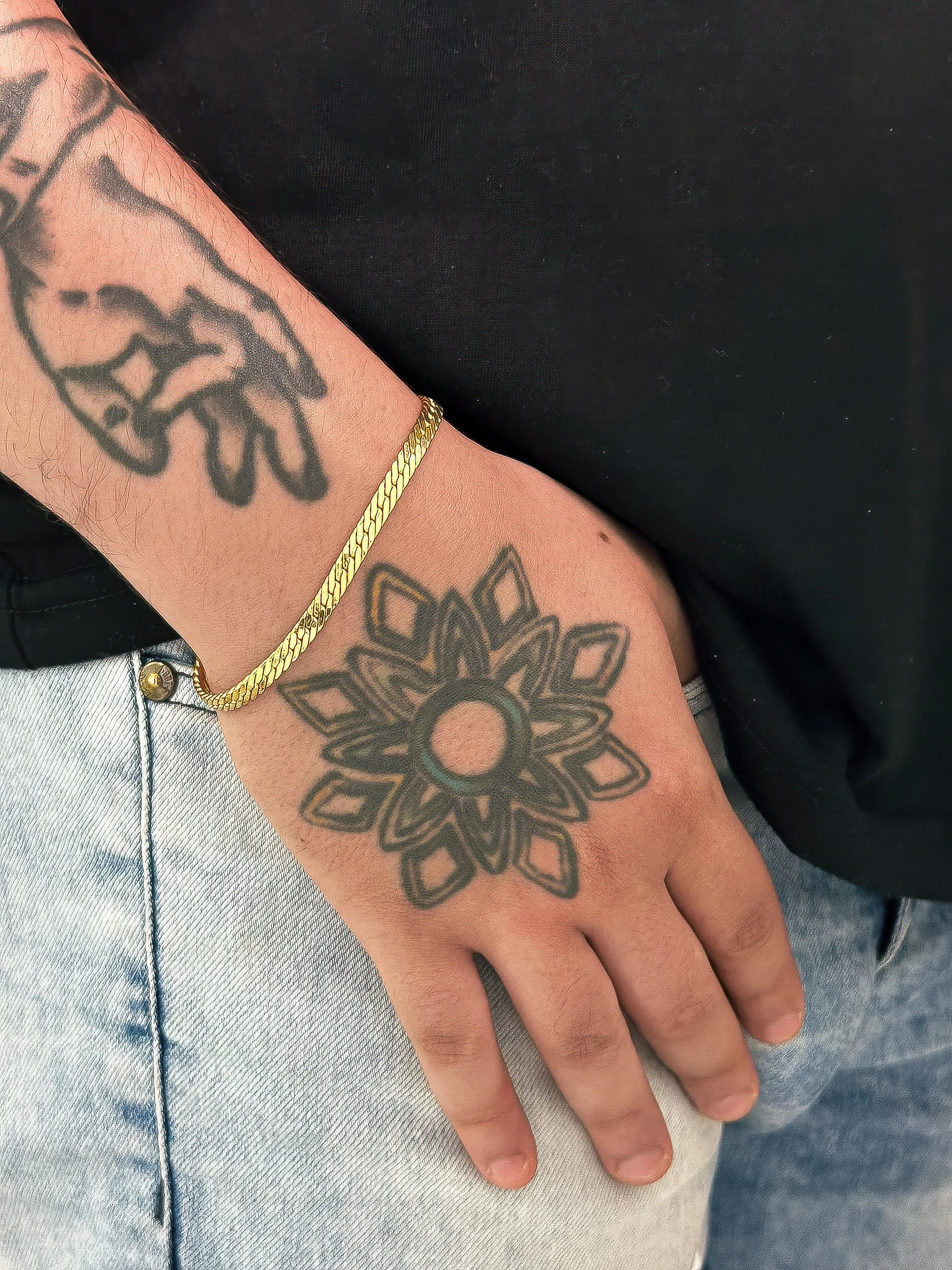 KIT Corrente + Pulseira Grumet Flat 4mm - Banhado a Ouro 18K