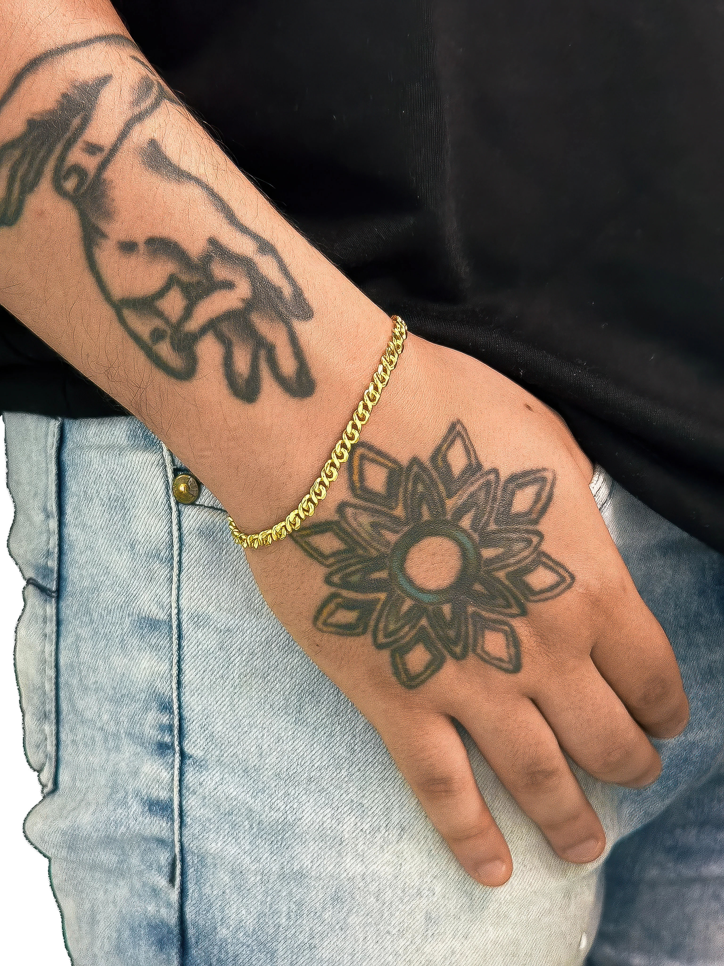 KIT Corrente + Pulseira Oitinho 4mm - Banhado a Ouro 18K