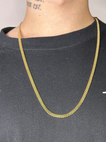 Corrente Grumet Flat (4mm) Banhada a Ouro 18K