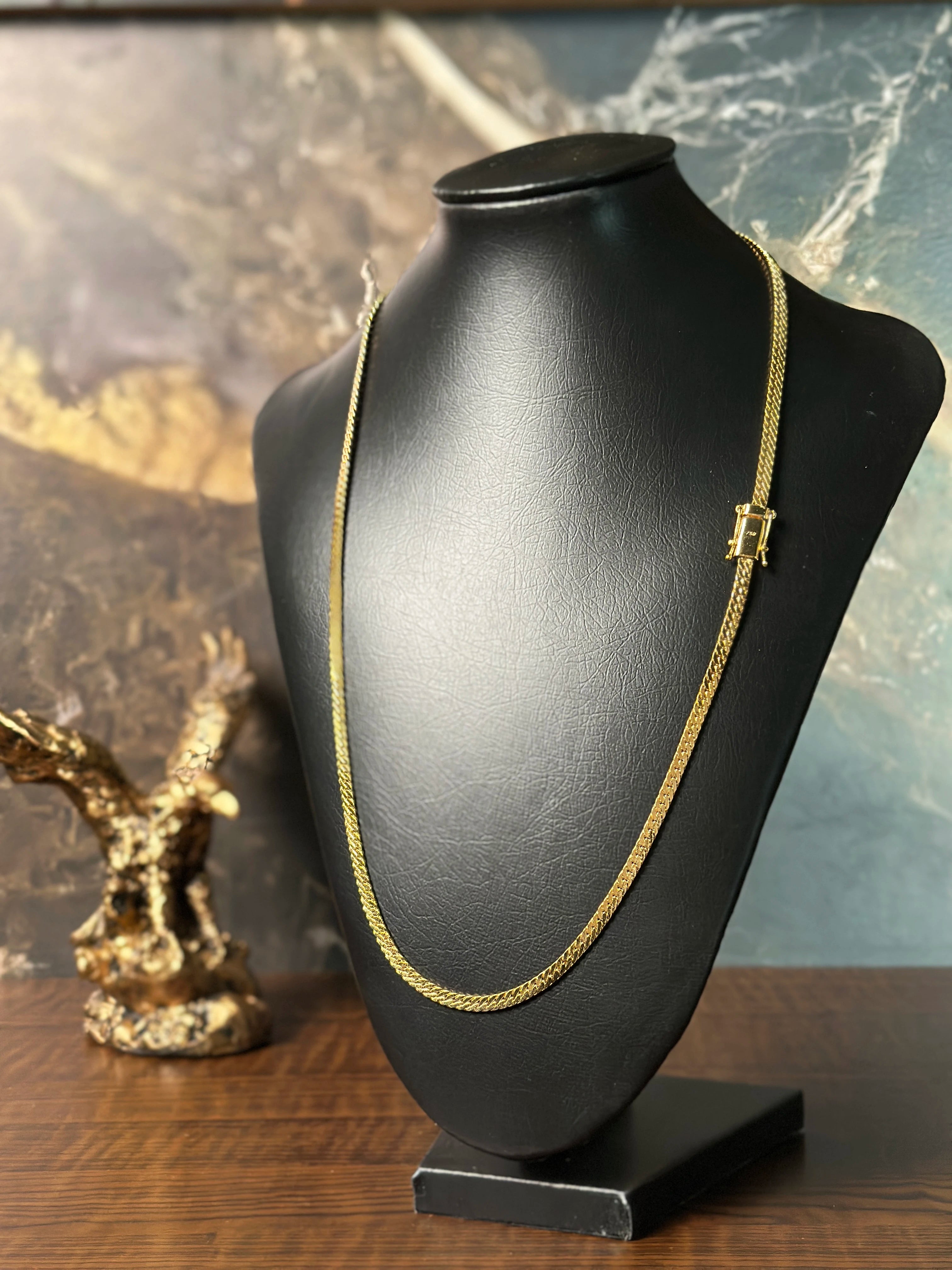 Corrente Grumet Flat (4mm) Banhada a Ouro 18K