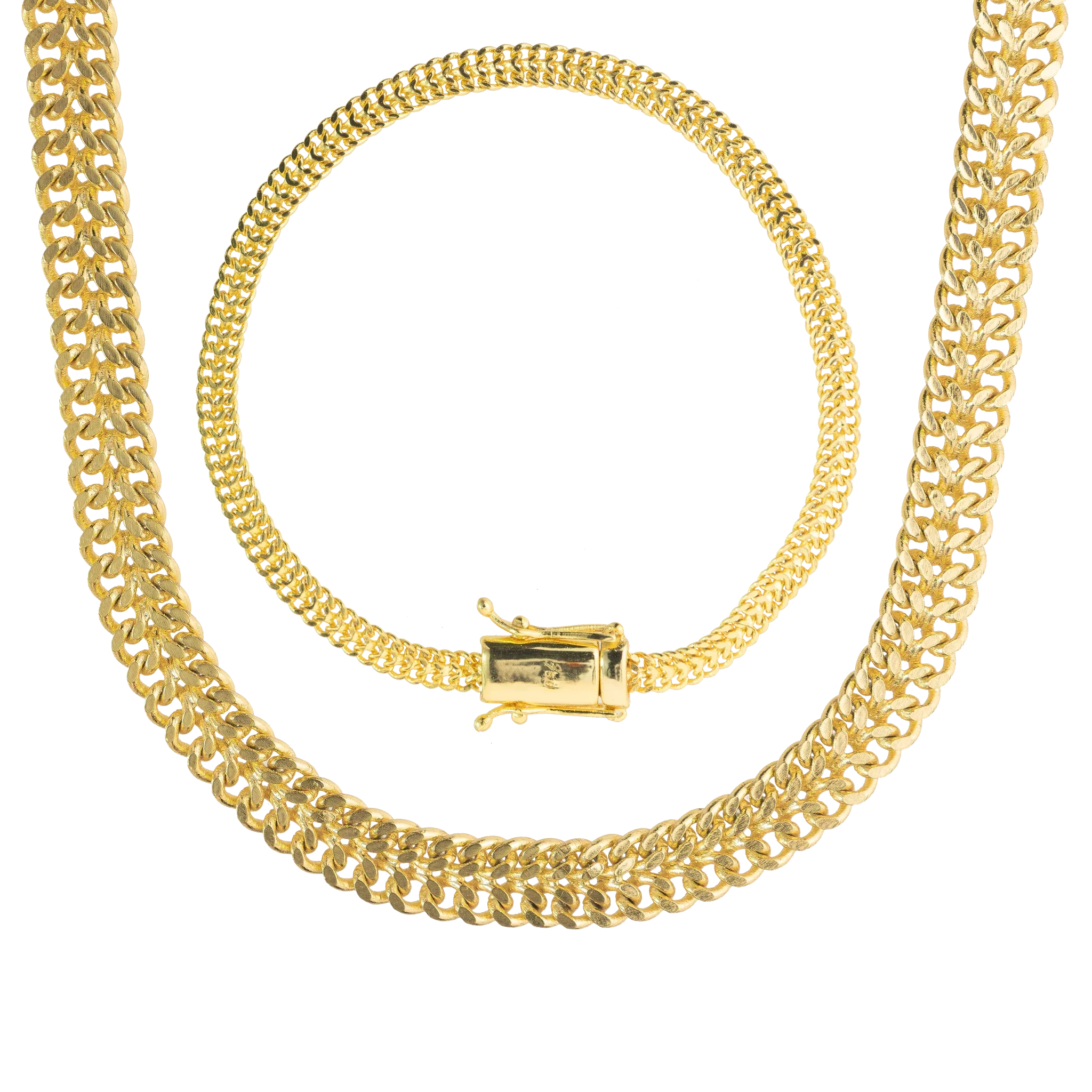 KIT Corrente + Pulseira Lacraia 7mm - Banhado a Ouro 18k