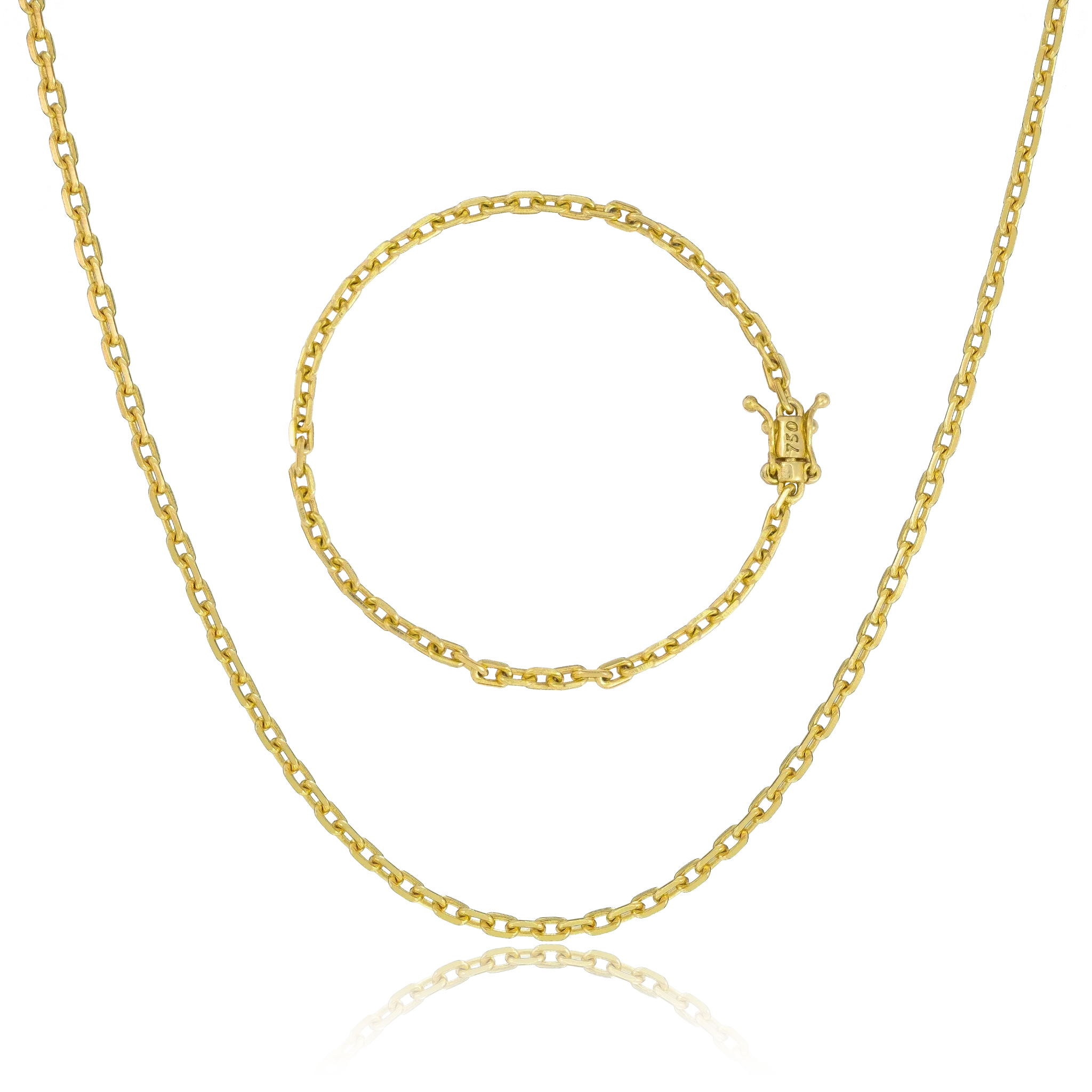 KIT Corrente + Pulseira Cadeado 3mm - Banhado a Ouro 18K