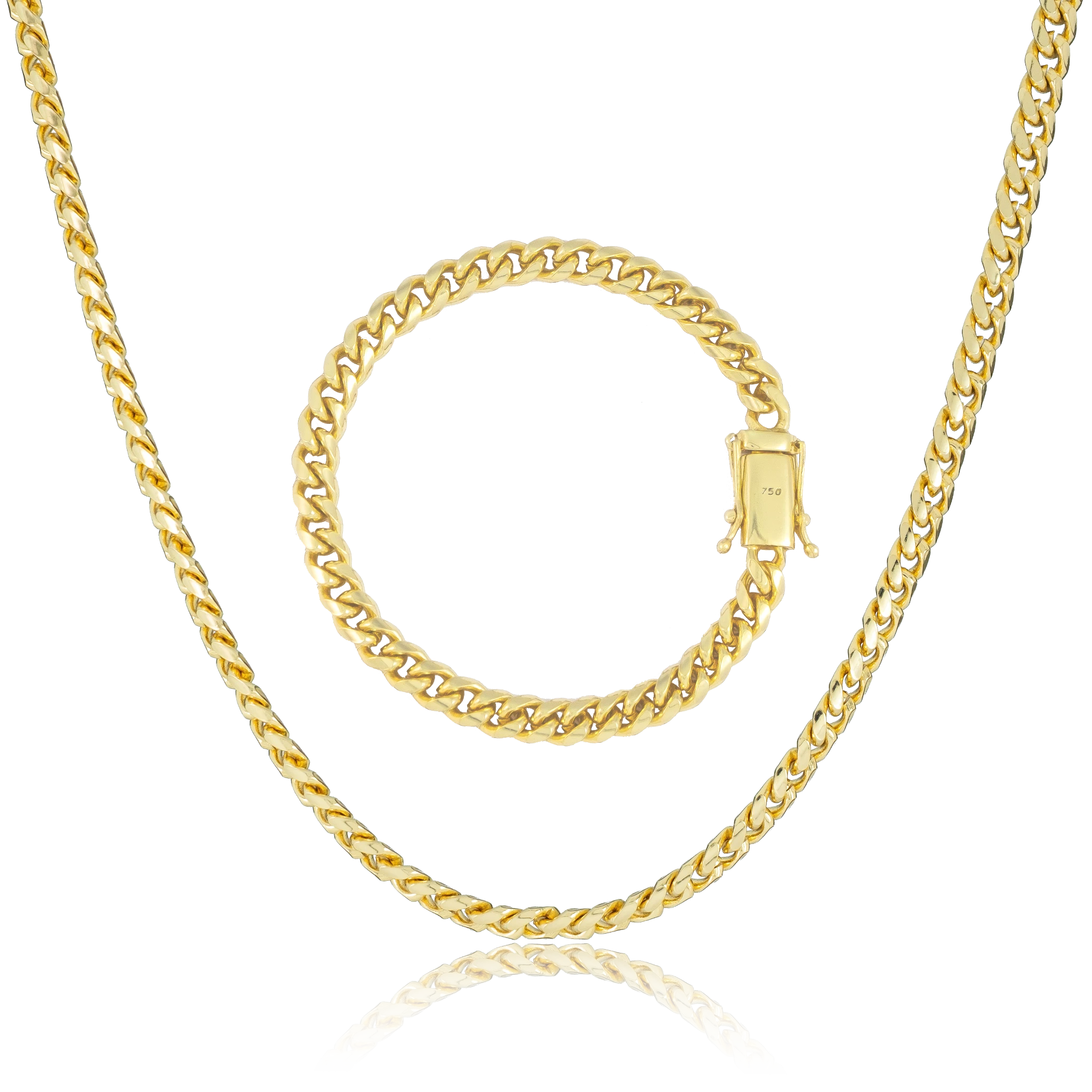 KIT Corrente + Pulseira Cuban 6.5mm - Banhado a Ouro 18K