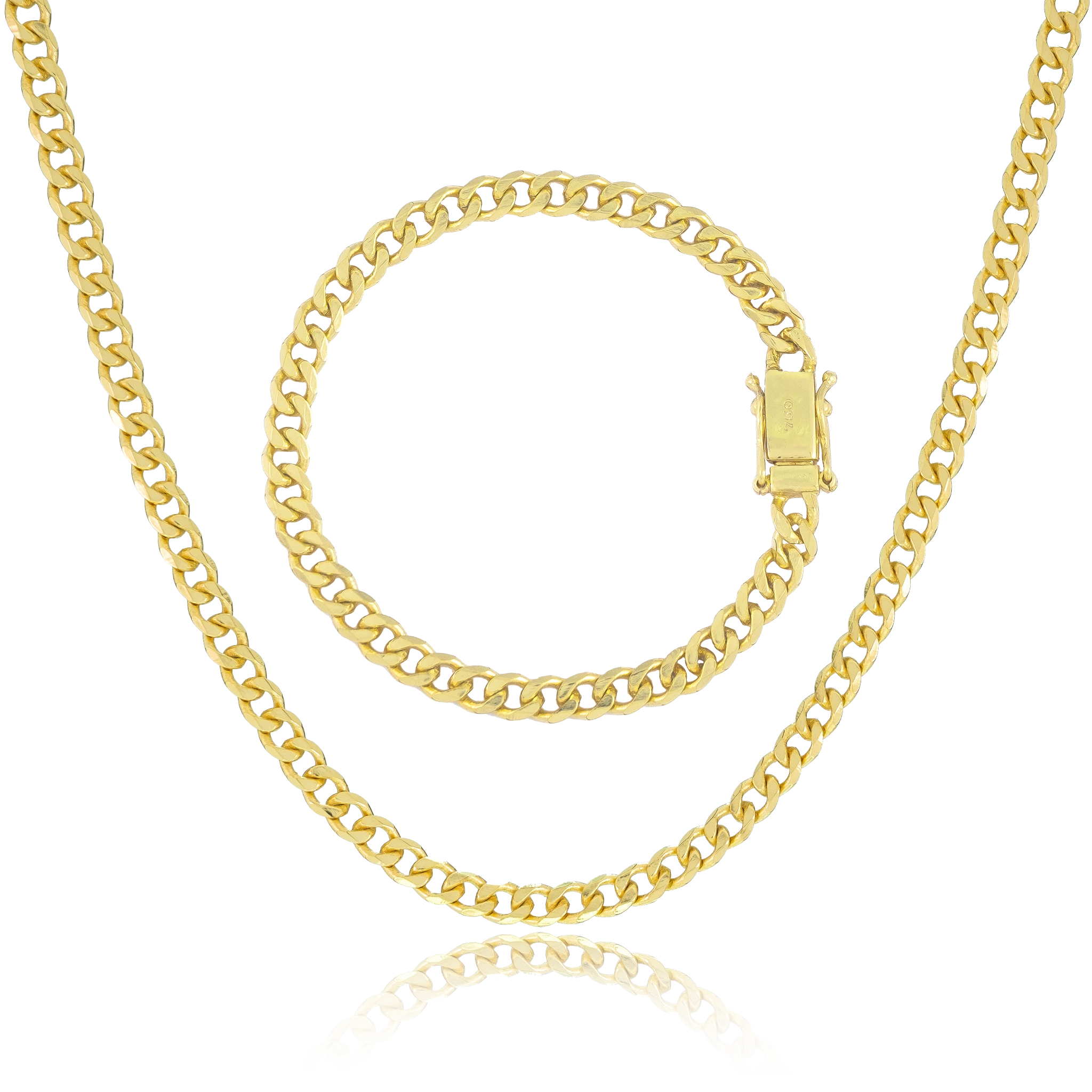 KIT Corrente + Pulseira Grumet 6mm - Banhado a Ouro 18K