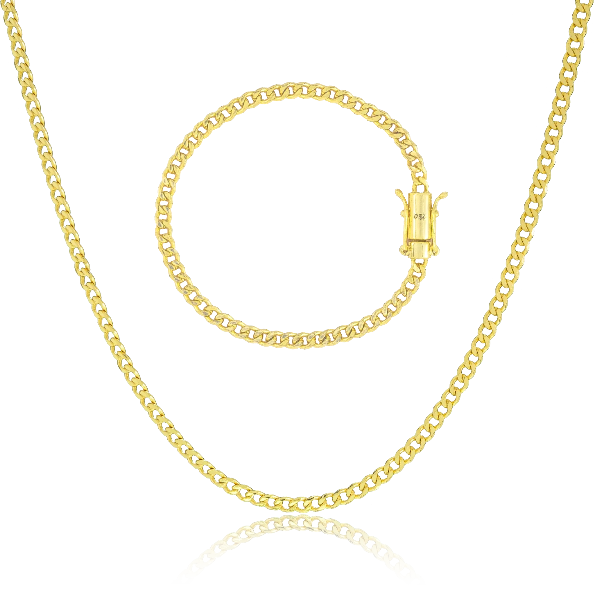 KIT Corrente + Pulseira Grumet 4mm - Banhado a Ouro 18k