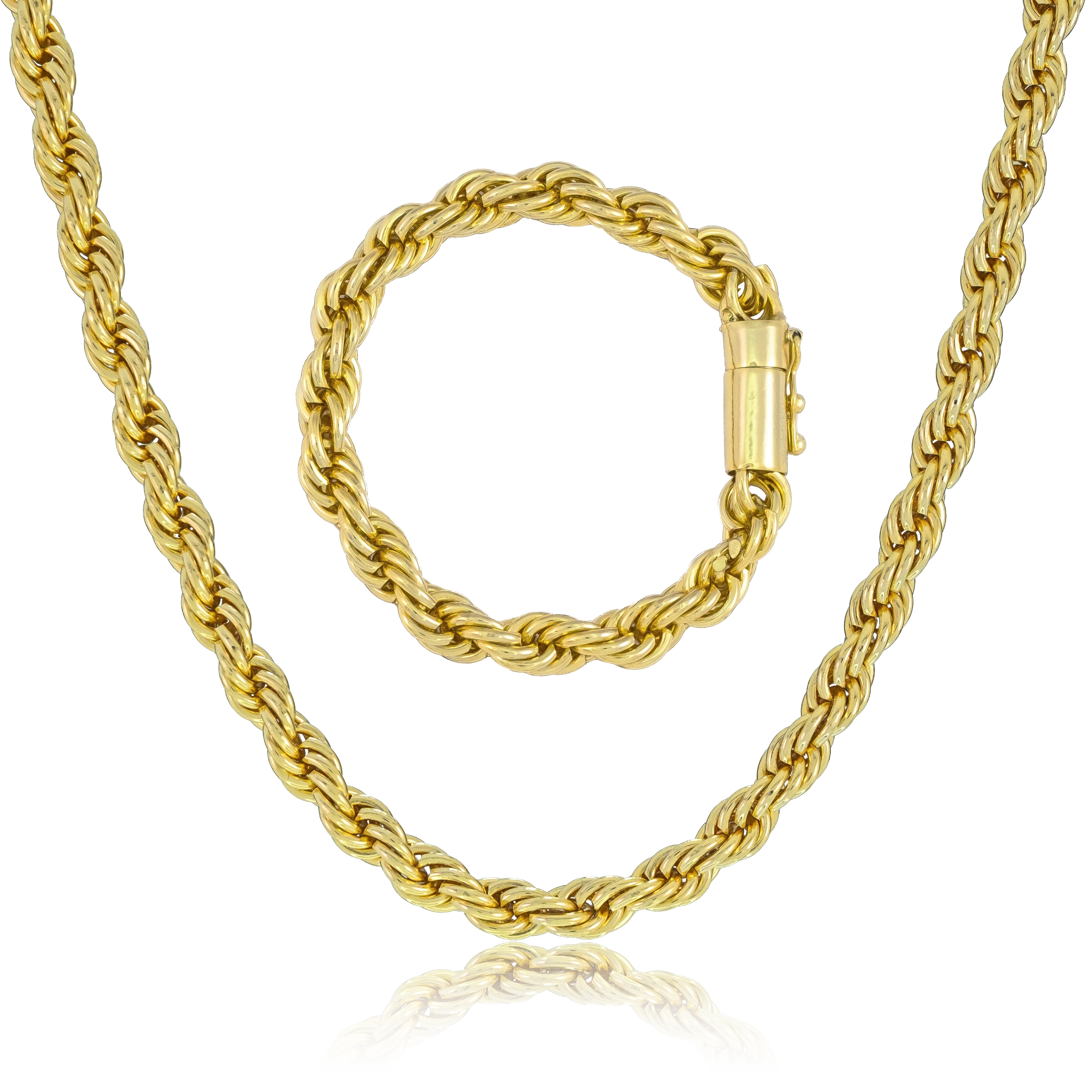KIT Corrente + Pulseira Cordão Baiano 8mm - Banhado a Ouro 18K