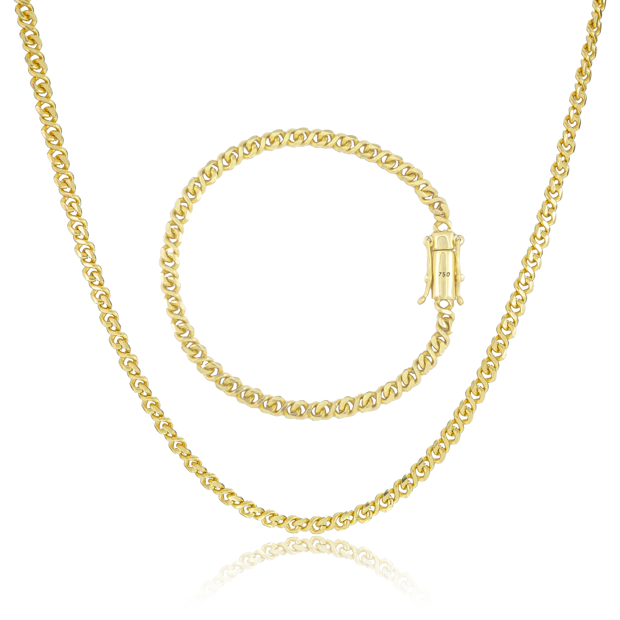 KIT Corrente + Pulseira Oitinho 4mm - Banhado a Ouro 18K