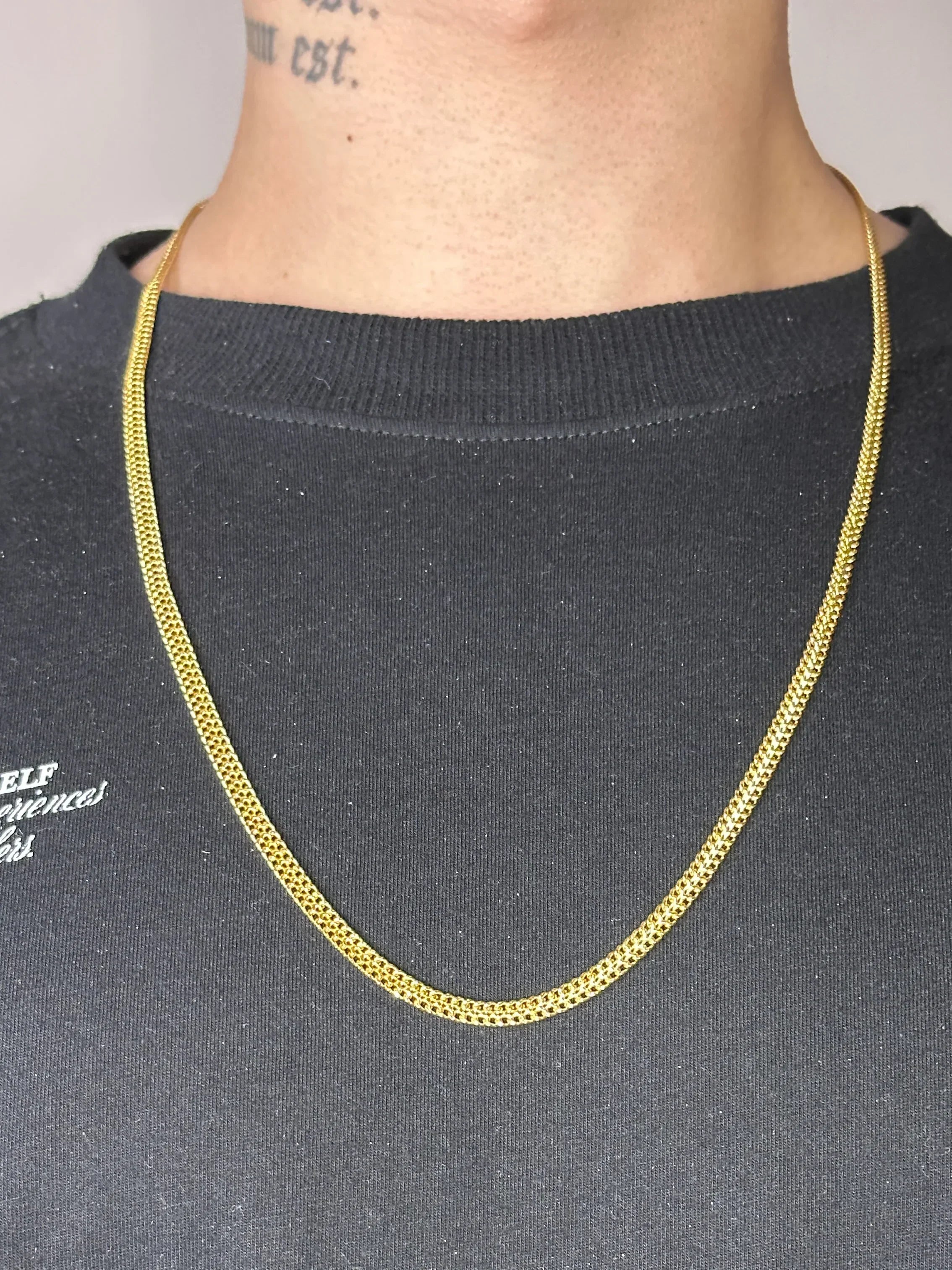 Corrente Lacraia (4mm) Banhado a Ouro 18K
