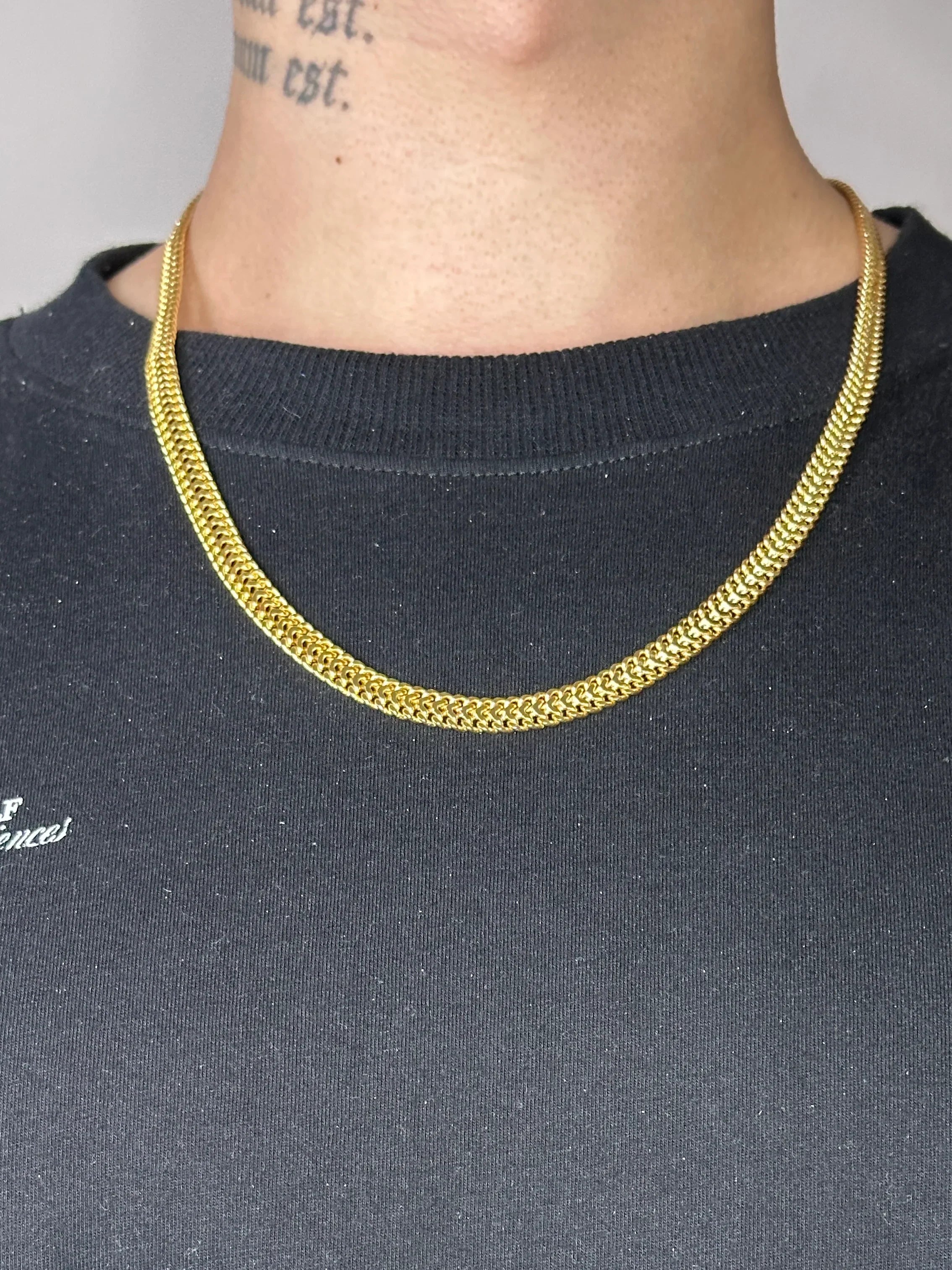 Corrente Lacraia (7mm) Banhado a Ouro 18K