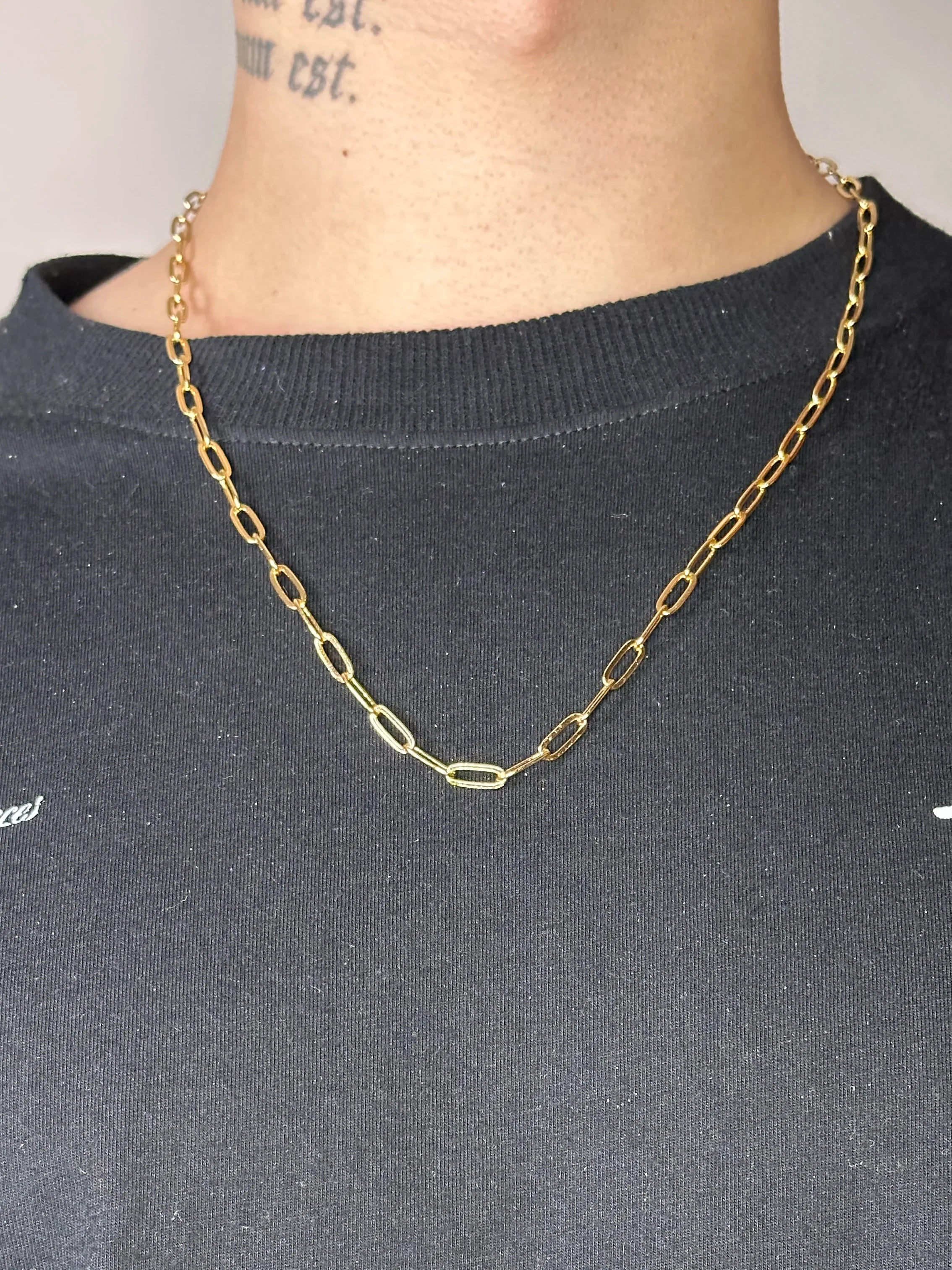 Corrente Meia Cana (5mm) Banhado a Ouro 18K