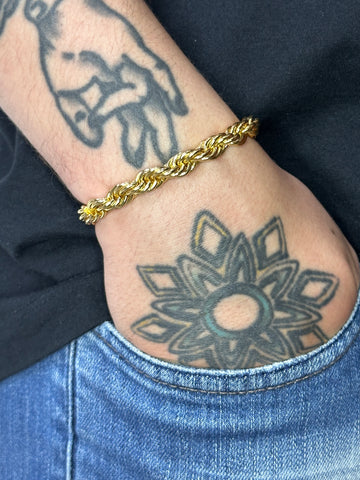 Pulseira Cordão Baiano (8mm) Banhada a Ouro 18K