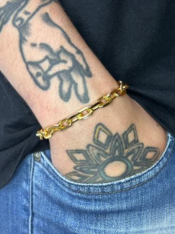 Pulseira Cadeado (9mm) Banhada a Ouro 18K