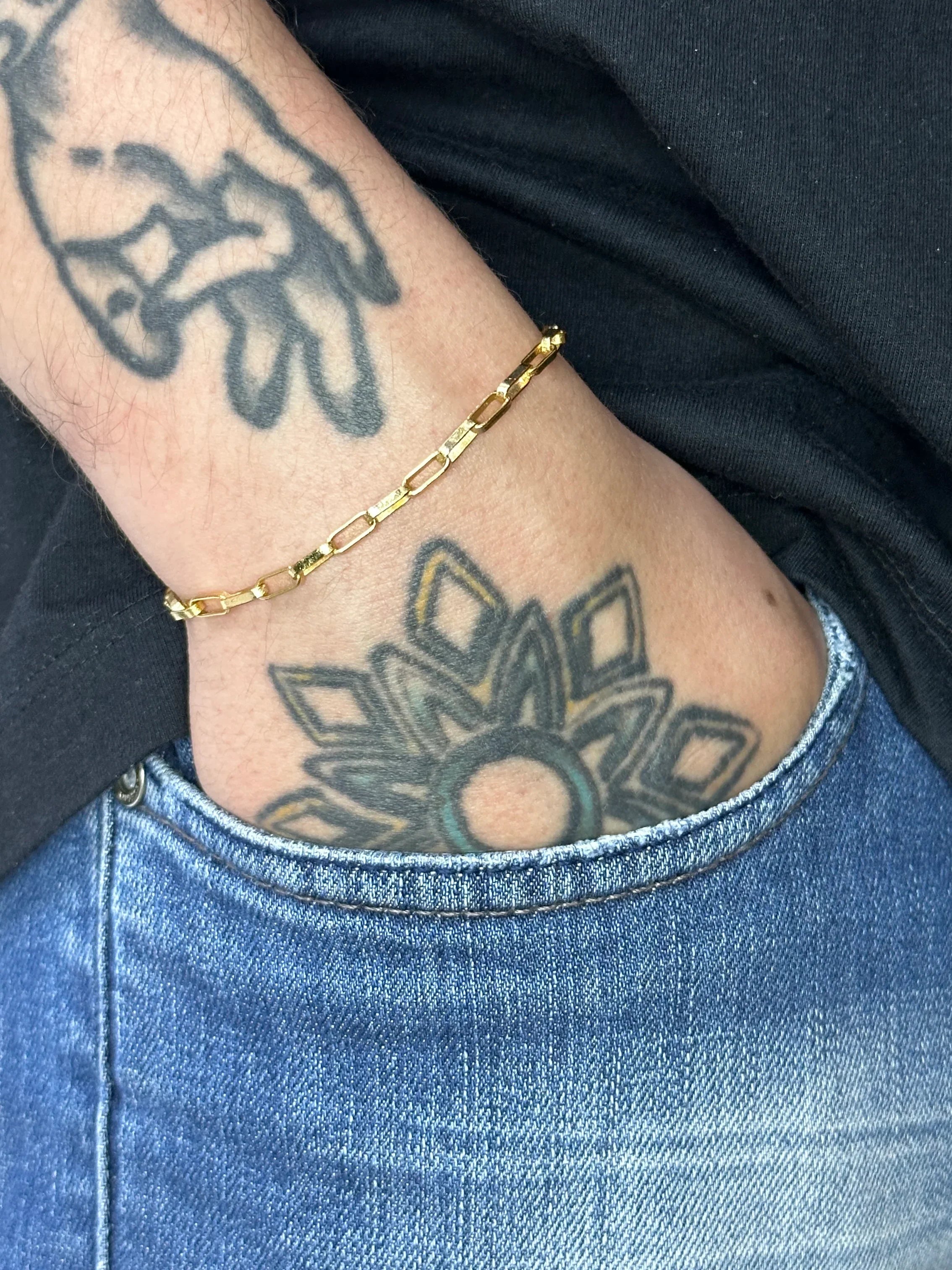 Pulseira Tijolinho Alongado (3mm) Banhado a Ouro 18K