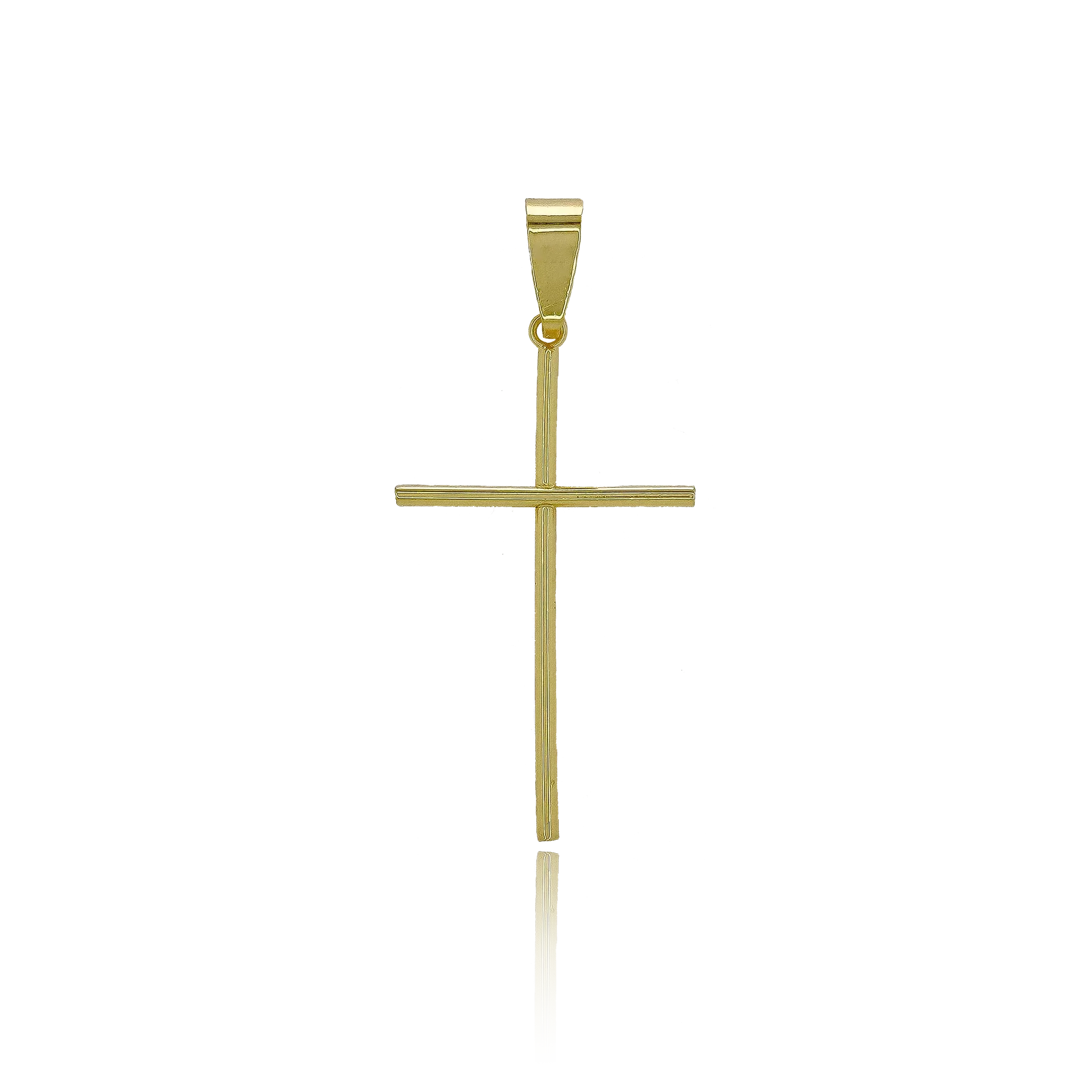 Pingente Cruz Lisa G (até 10mm) - Banhado a Ouro 18K