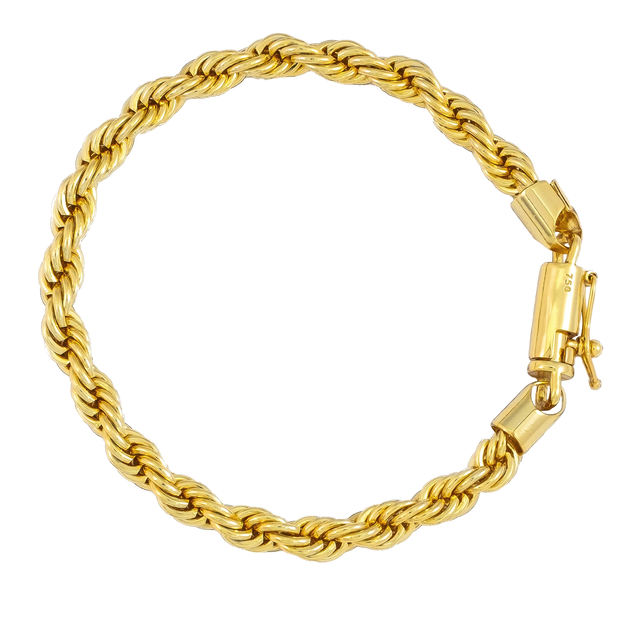 Pulseira Cordão Baiano (6mm) Banhada a Ouro 18K