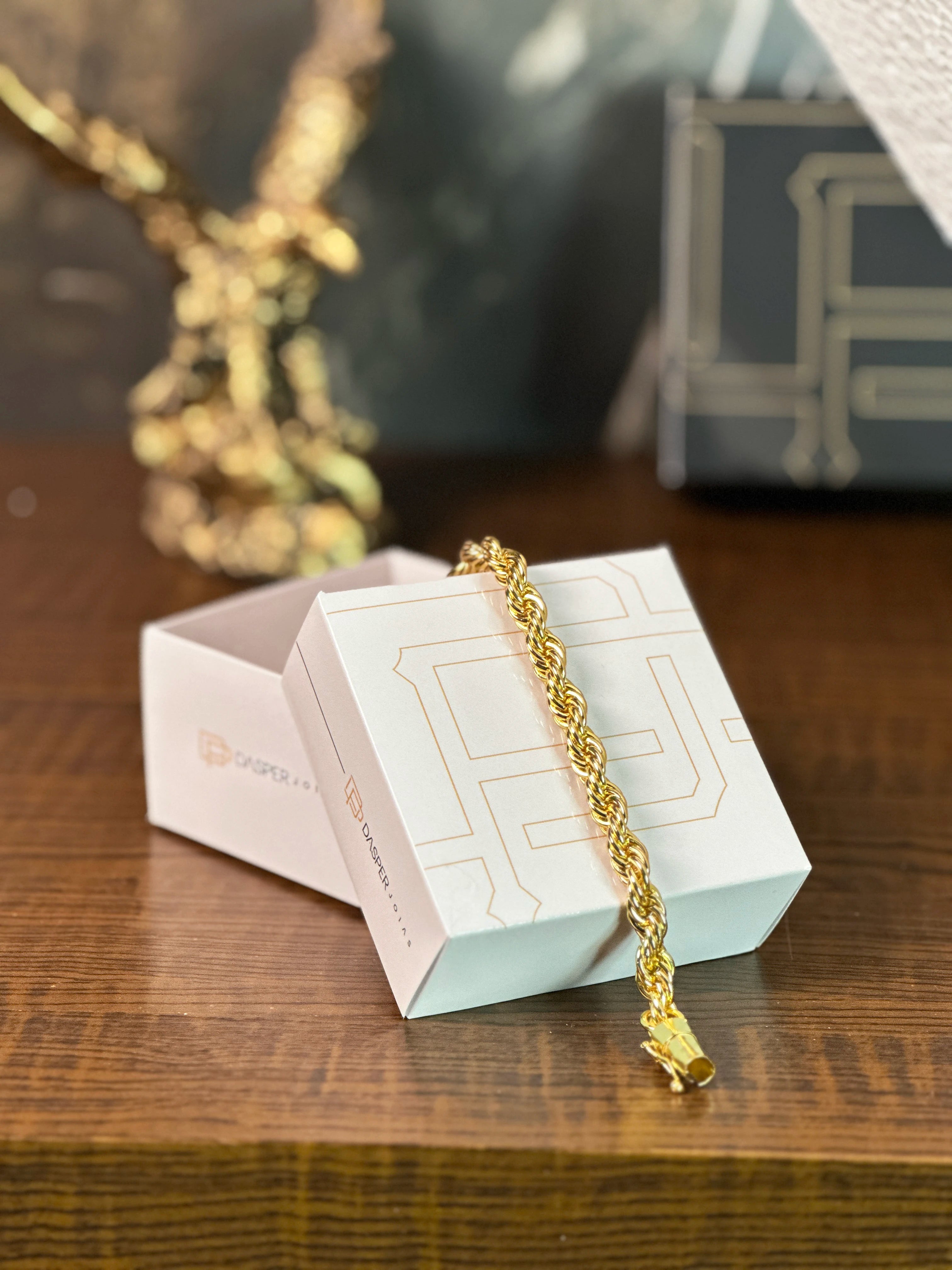 Pulseira Cordão Baiano (8mm) Banhada a Ouro 18K