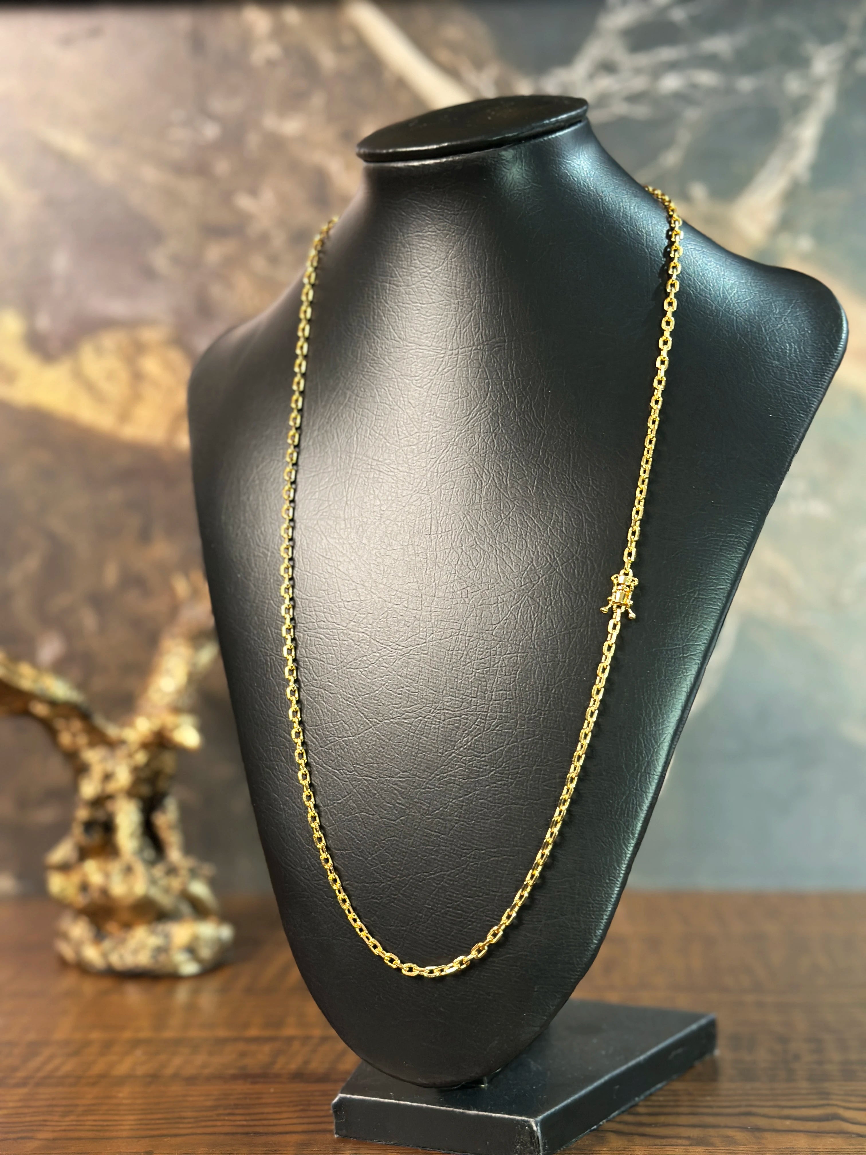 Corrente Cadeado (3mm) Banhado a Ouro 18K