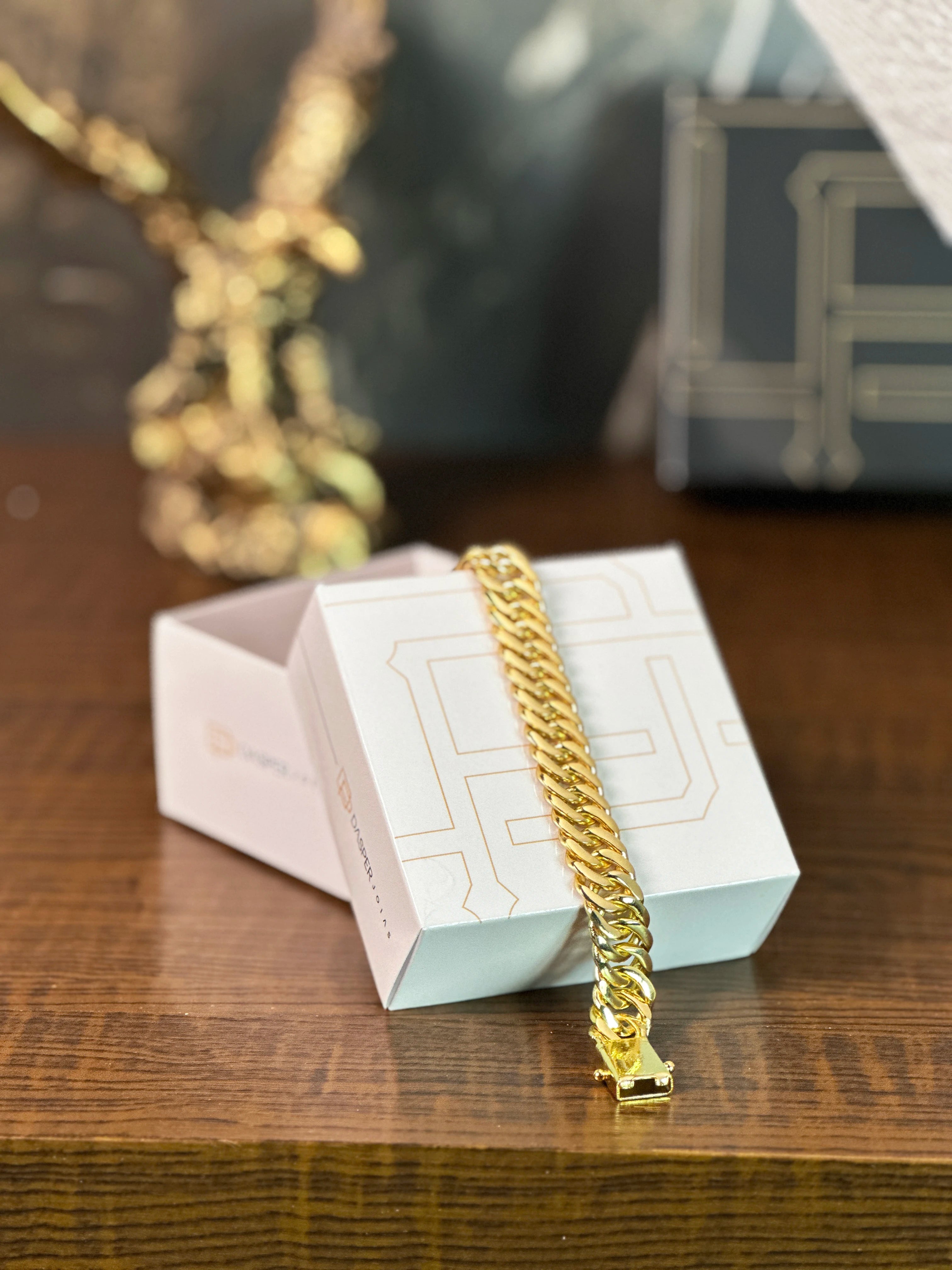 KIT Corrente + Pulseira Grumet Dupla 13mm - Banhado a Ouro 18K