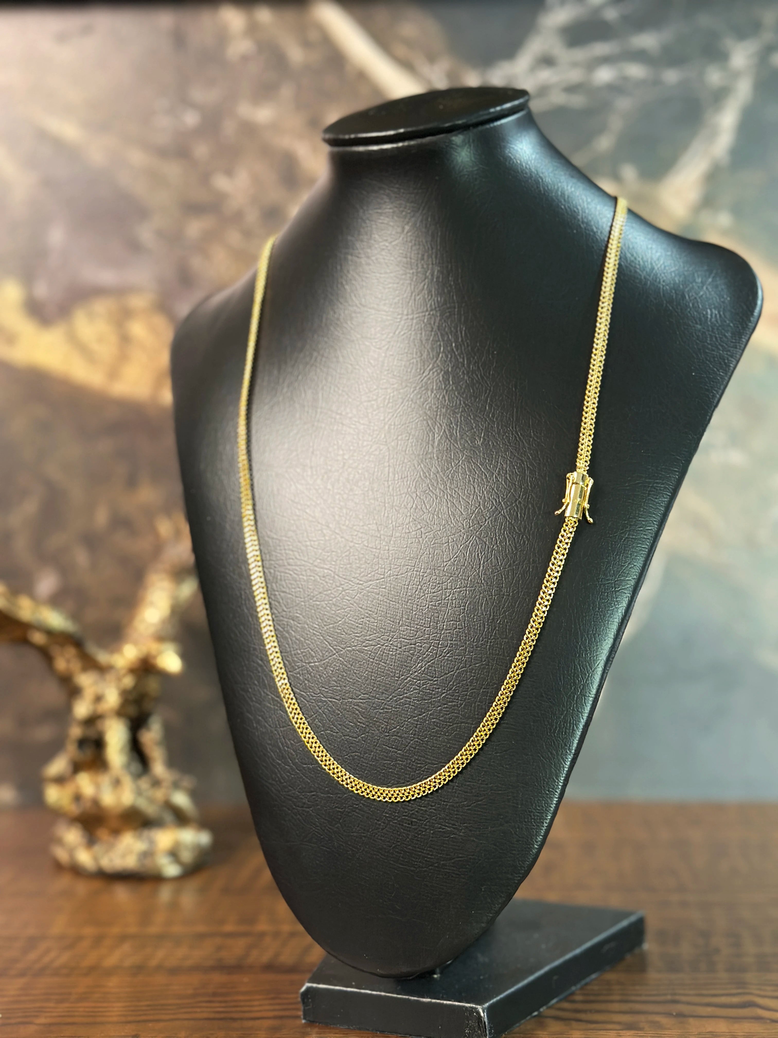 Corrente Lacraia (4mm) Banhado a Ouro 18K