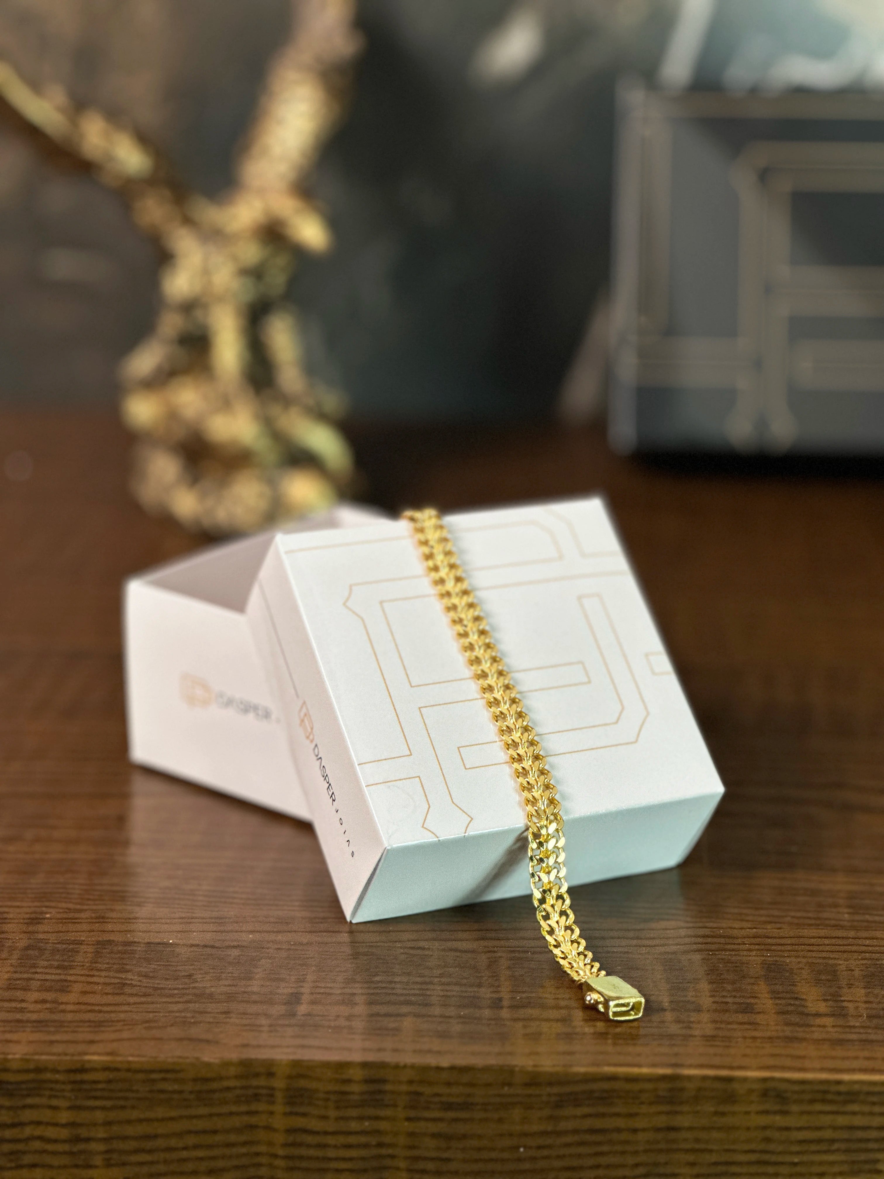 Pulseira Lacraia (7mm) Banhado a Ouro 18K