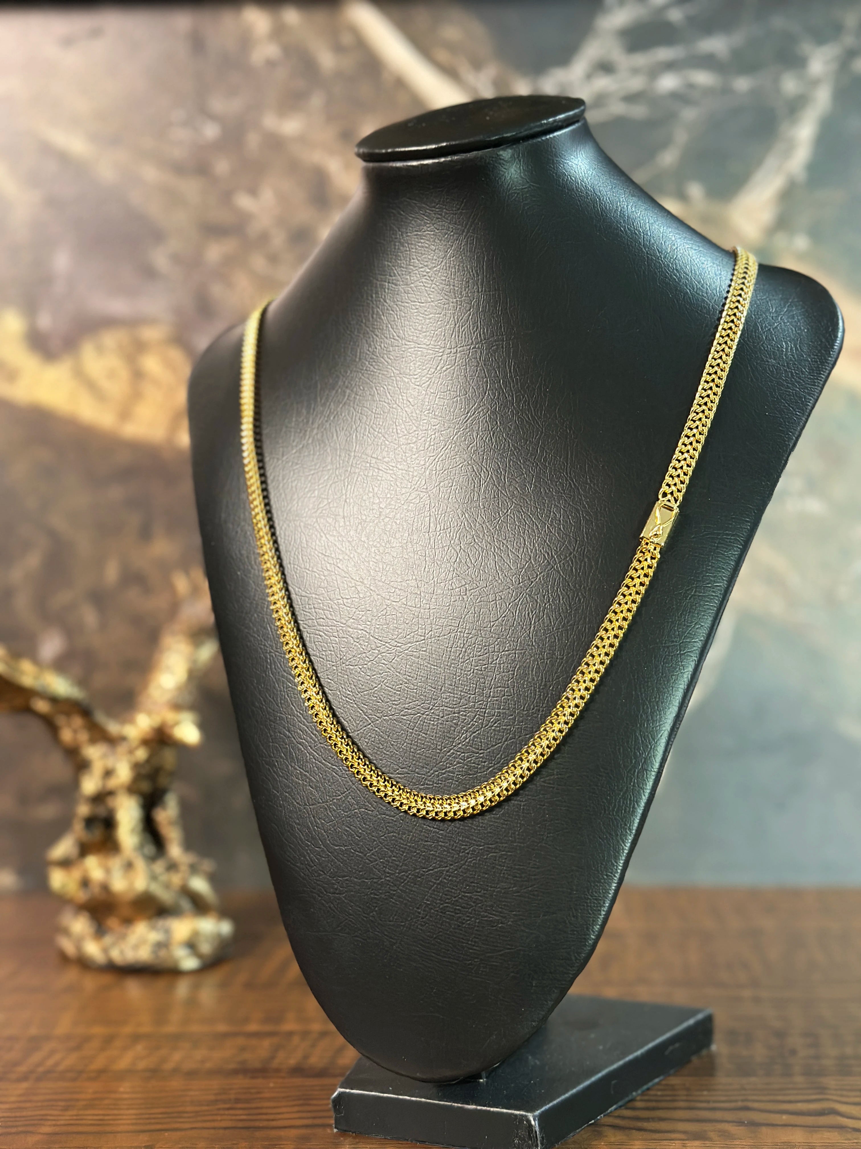 Corrente Lacraia (7mm) Banhado a Ouro 18K